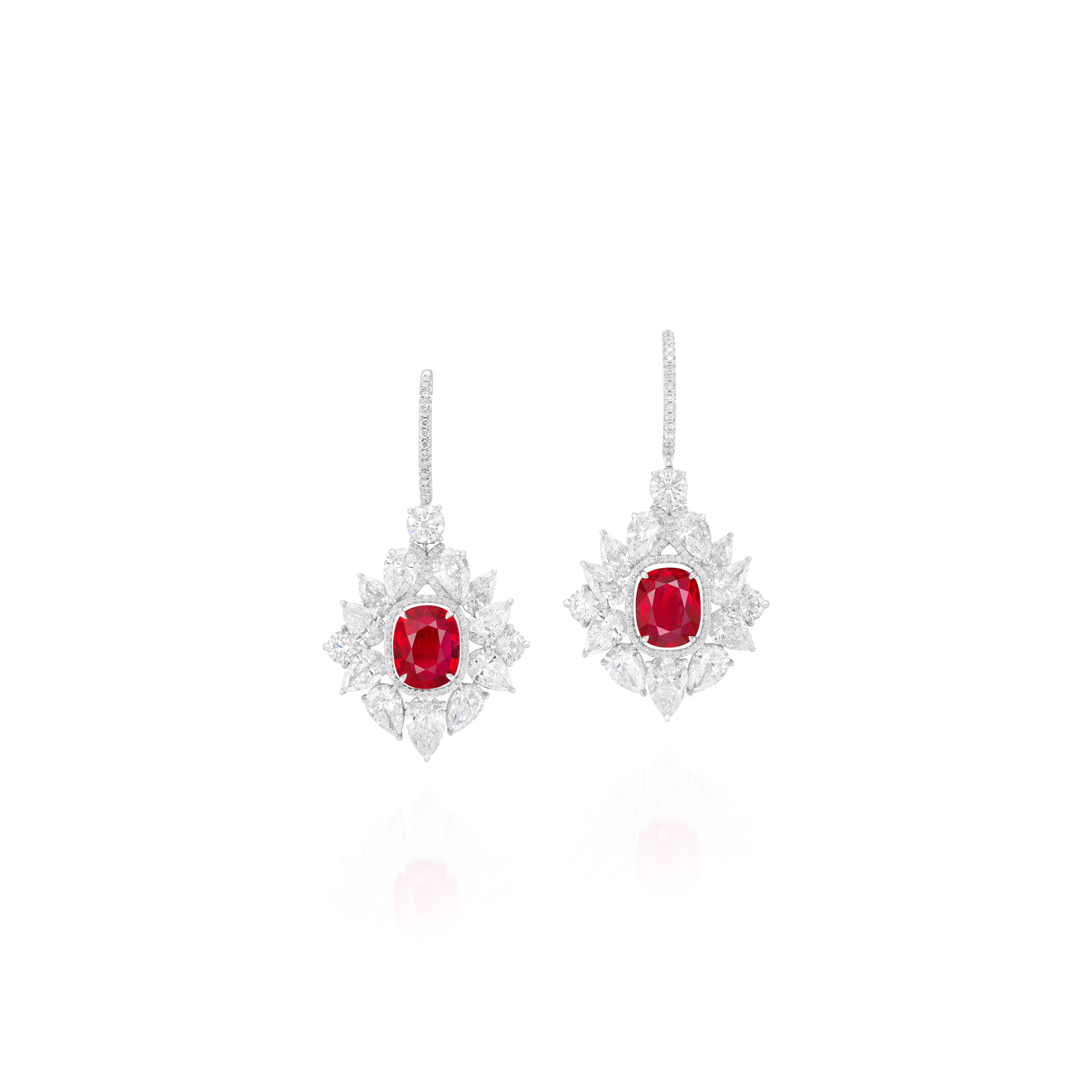 <p><em>Ruby and Diamond Ear Pendants</em></p>