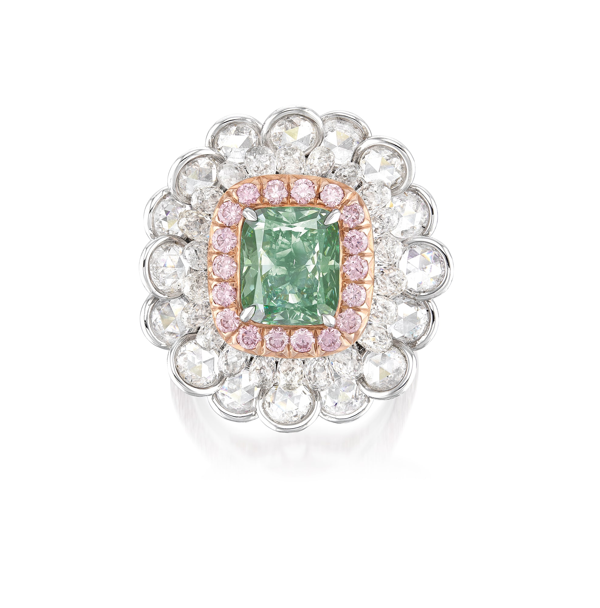 <p>A 3.19 carat Fancy Deep Green Diamond and Diamond Ring</p>