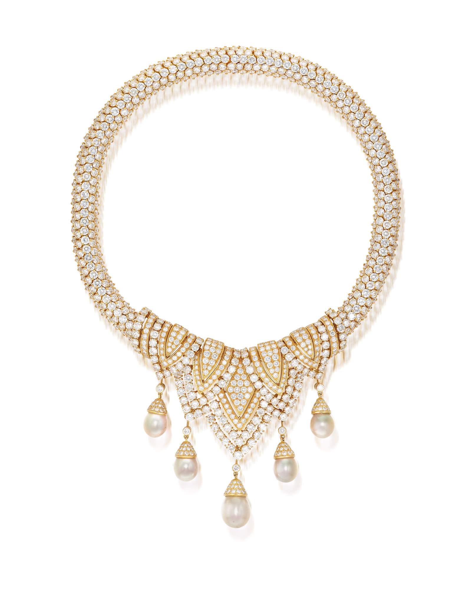 <p><strong>CARTIER</strong>, A Cultured Pearl and Diamond Necklace</p>