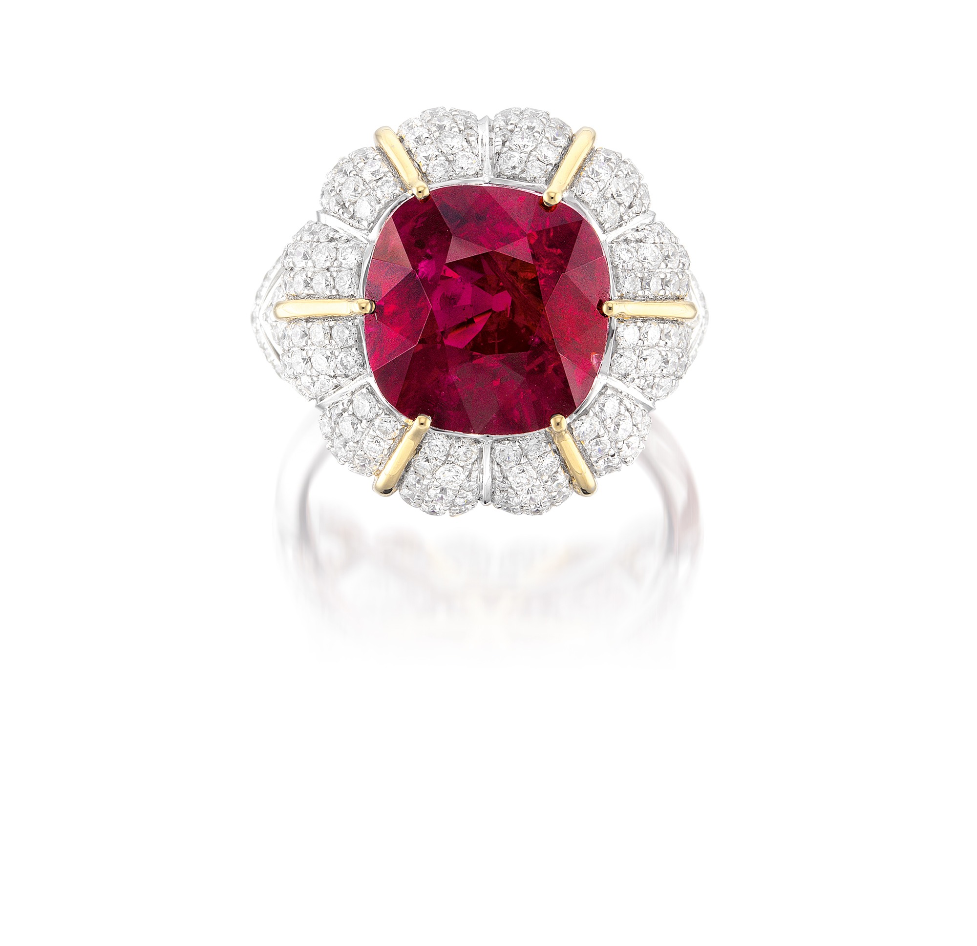 <p>A 8.03 carat Mozambique Ruby and Diamond Ring</p>