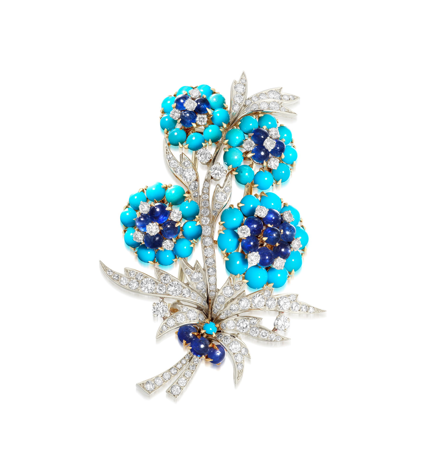 <p><strong>BULGARI</strong> <em>Turquoise, Sapphire and Diamond Brooch</em></p>