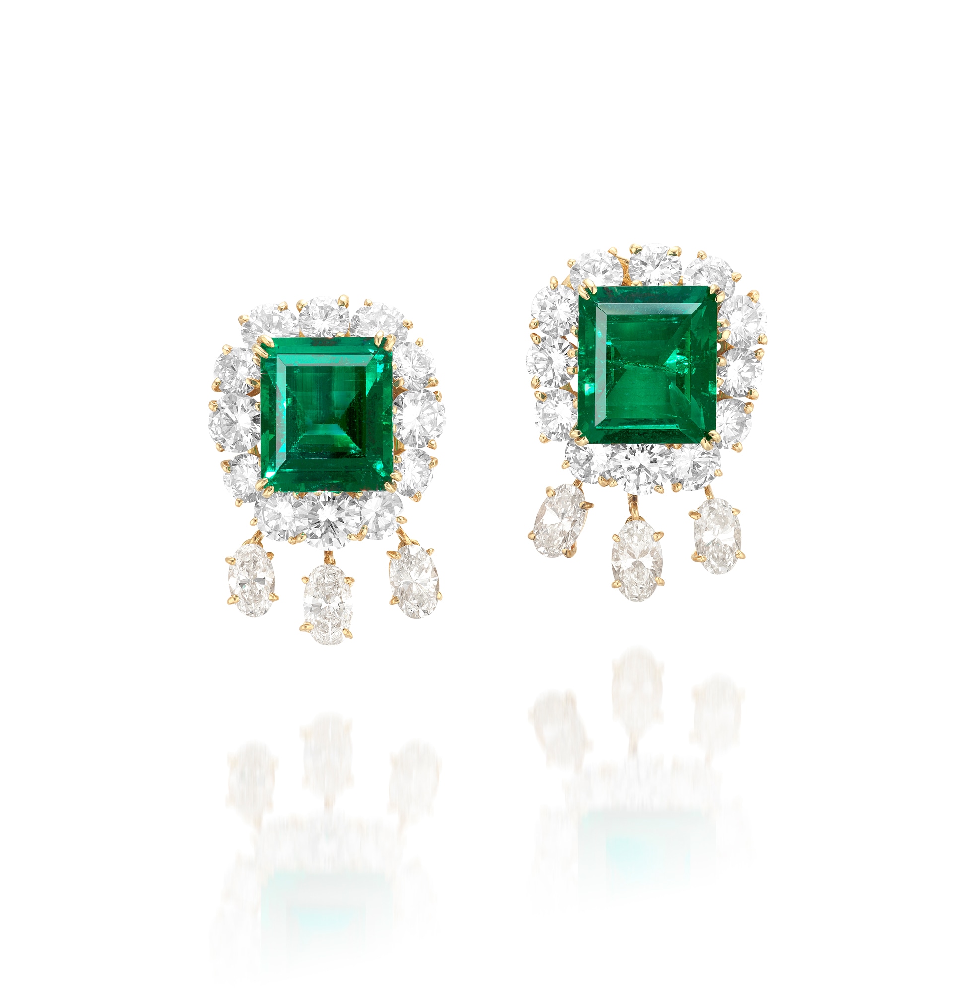 <p><em>Pair of Emerald and Diamond Earrings</em></p>