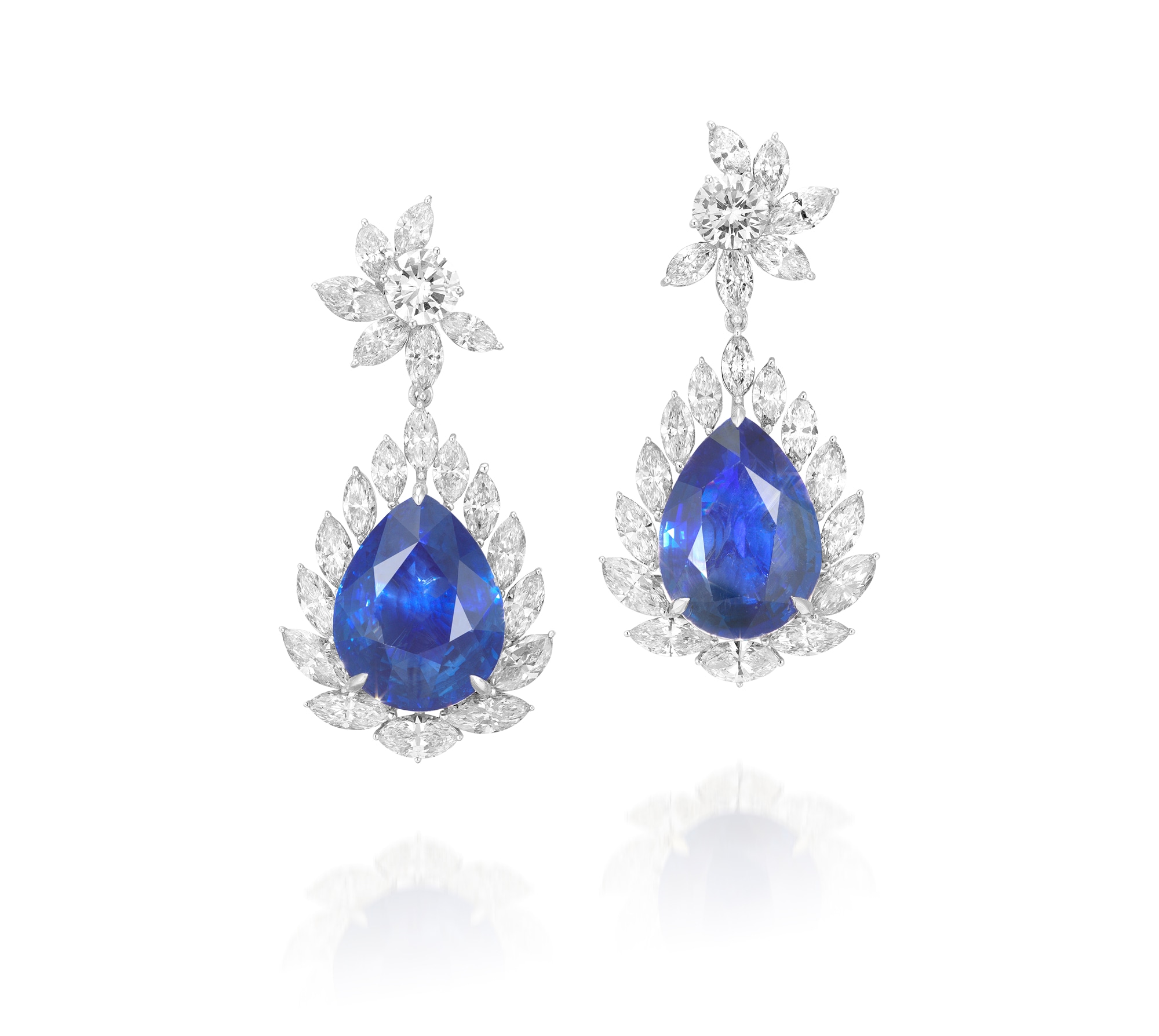 <p><em>Pair of Sapphire and Diamond Ear Pendants</em></p>