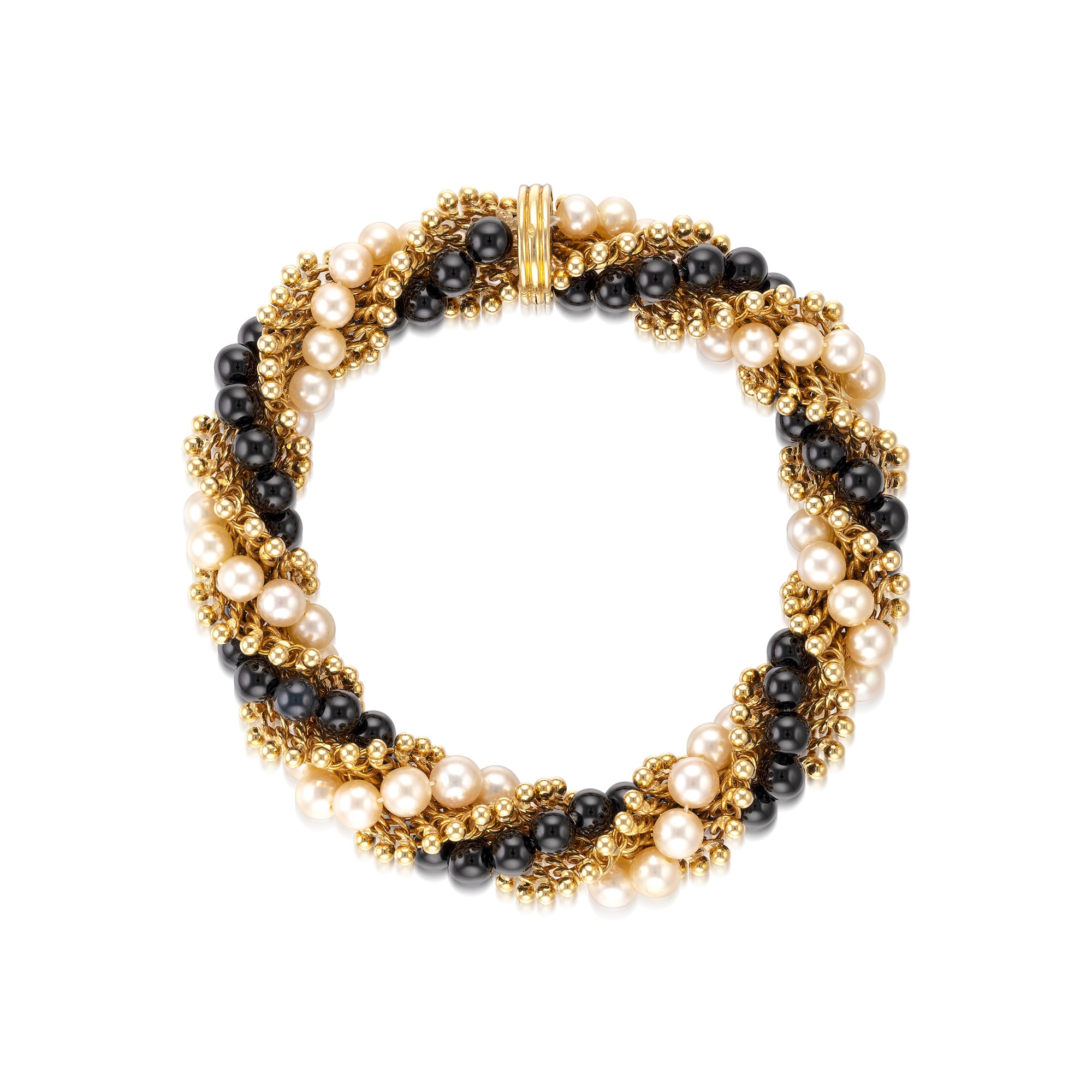 <p><strong>VAN CLEEF &amp; ARPELS</strong> <em>Onyx and Cultured Pearl Bracelet, &#39;Twist&#39;&nbsp;</em></p>
