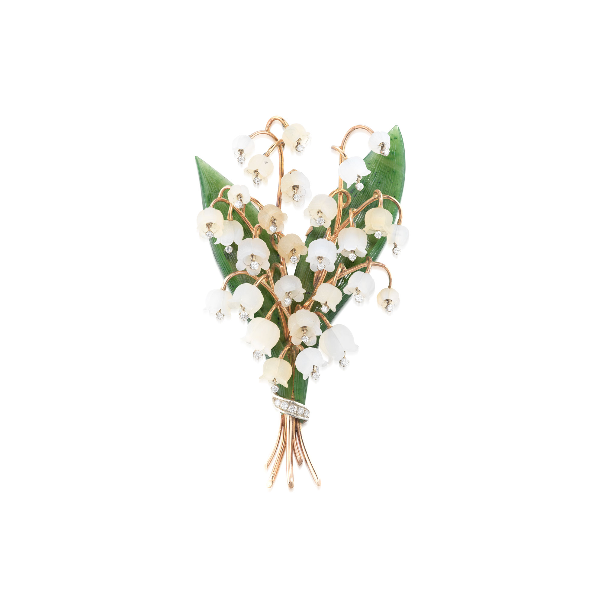 <p><em>Rock Crystal, Diamond and Nephrite Brooch</em></p>