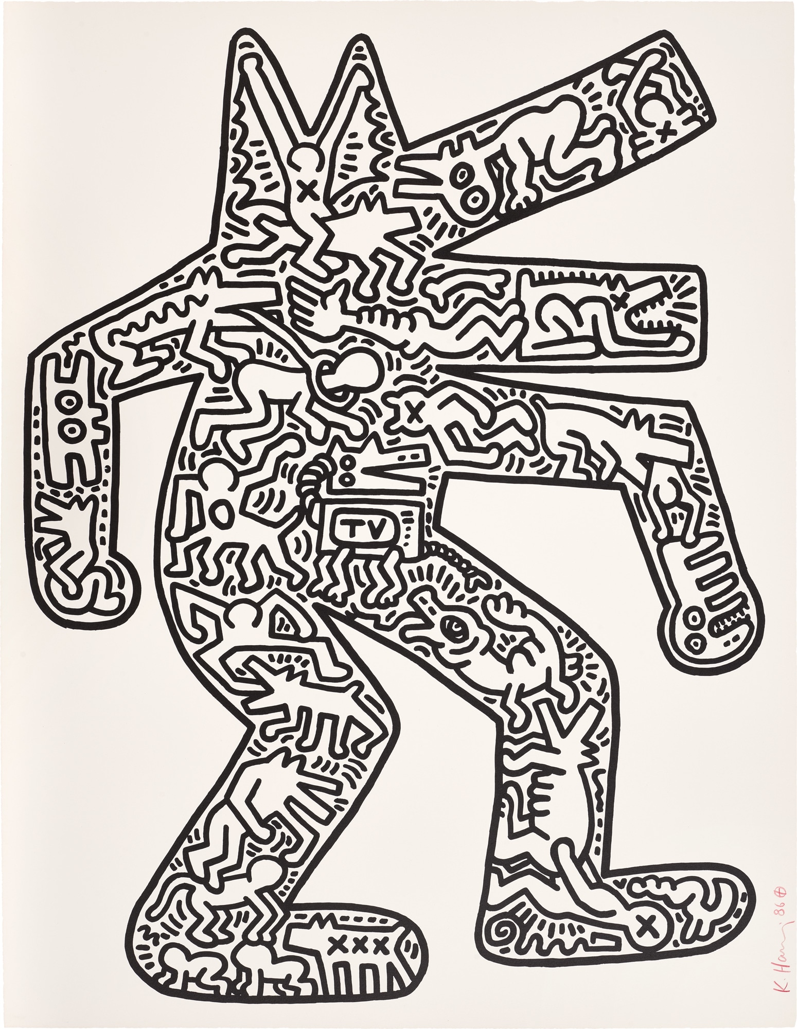 <p><strong>KEITH HARING</strong> <em>Dog (L. pp. 48-49),</em> 1986-87</p>
