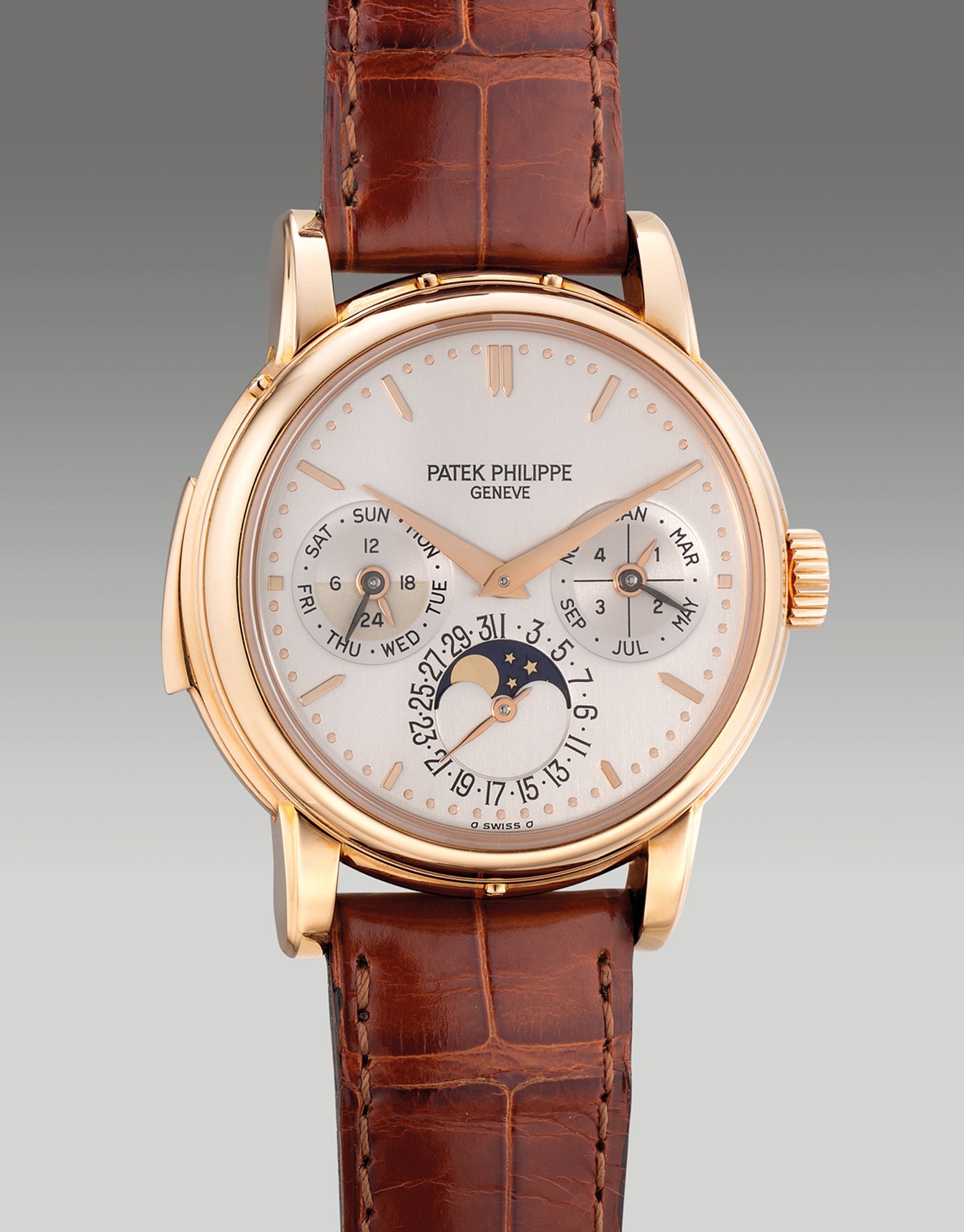 <p><strong>PATEK PHILIPPE</strong> <em>Ref. 3974R pink gold minute repeating English perpetual calendar wristwatch</em>, Circa 1992</p>
