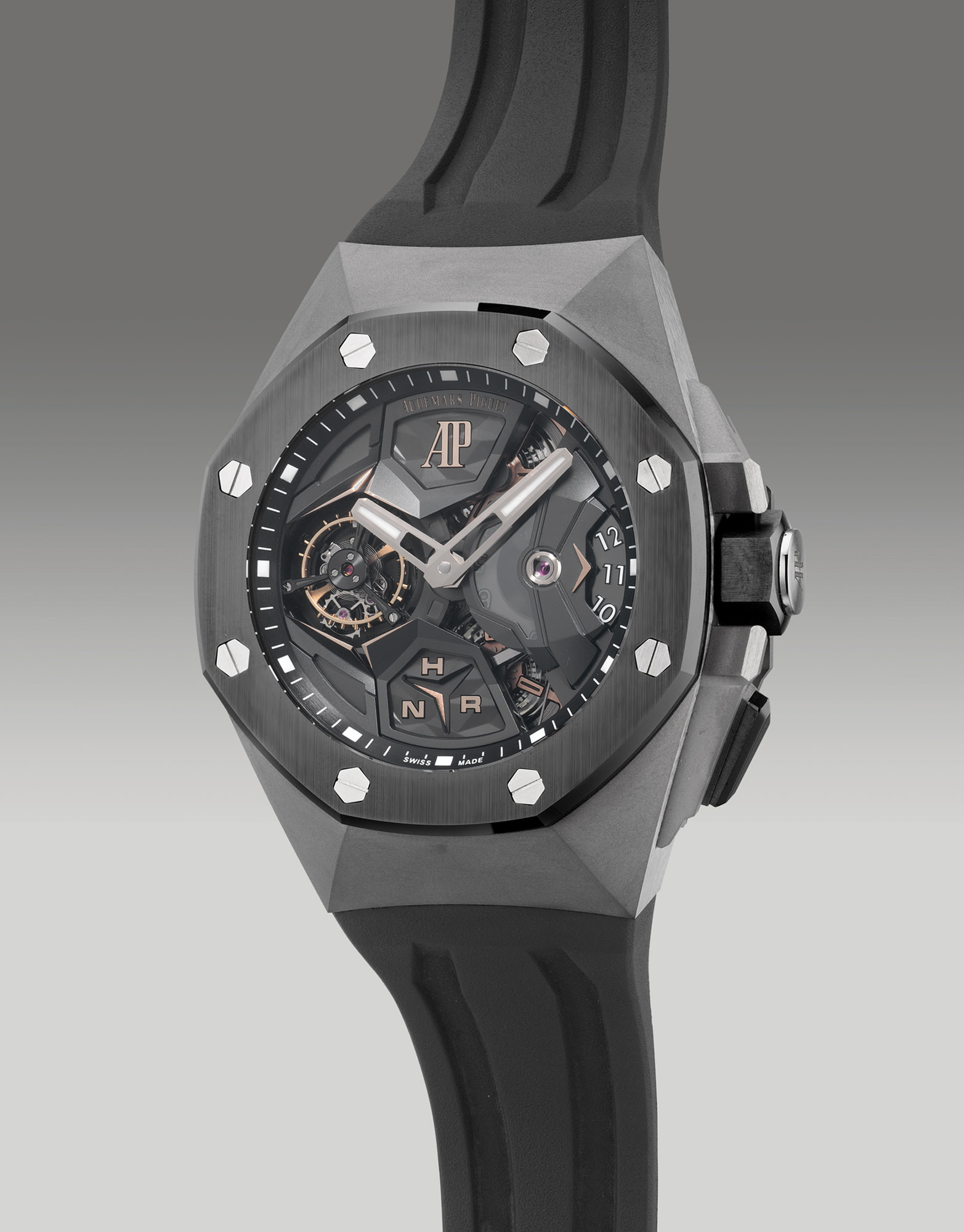 <p><strong>AUDEMARS PIGUET</strong> <em>Ref. 26589IO.OO.D002CA.01 oversized titanium dual time flying tourbillon wristwatch</em>, Circa 2017</p>