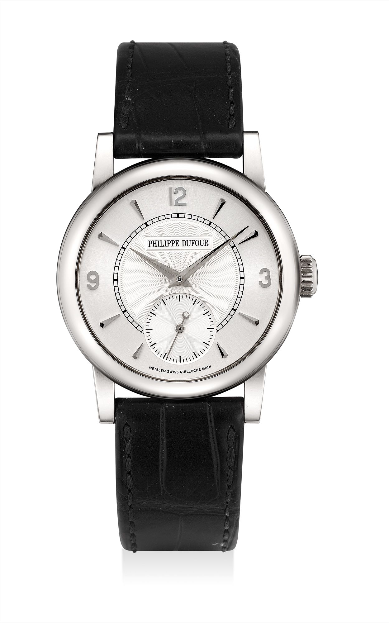 <b>PHILIPPE DUFOUR </b>An extremely fine and equally rare white gold wristwatch with original certificate and fitted presentation box, circa 2004.