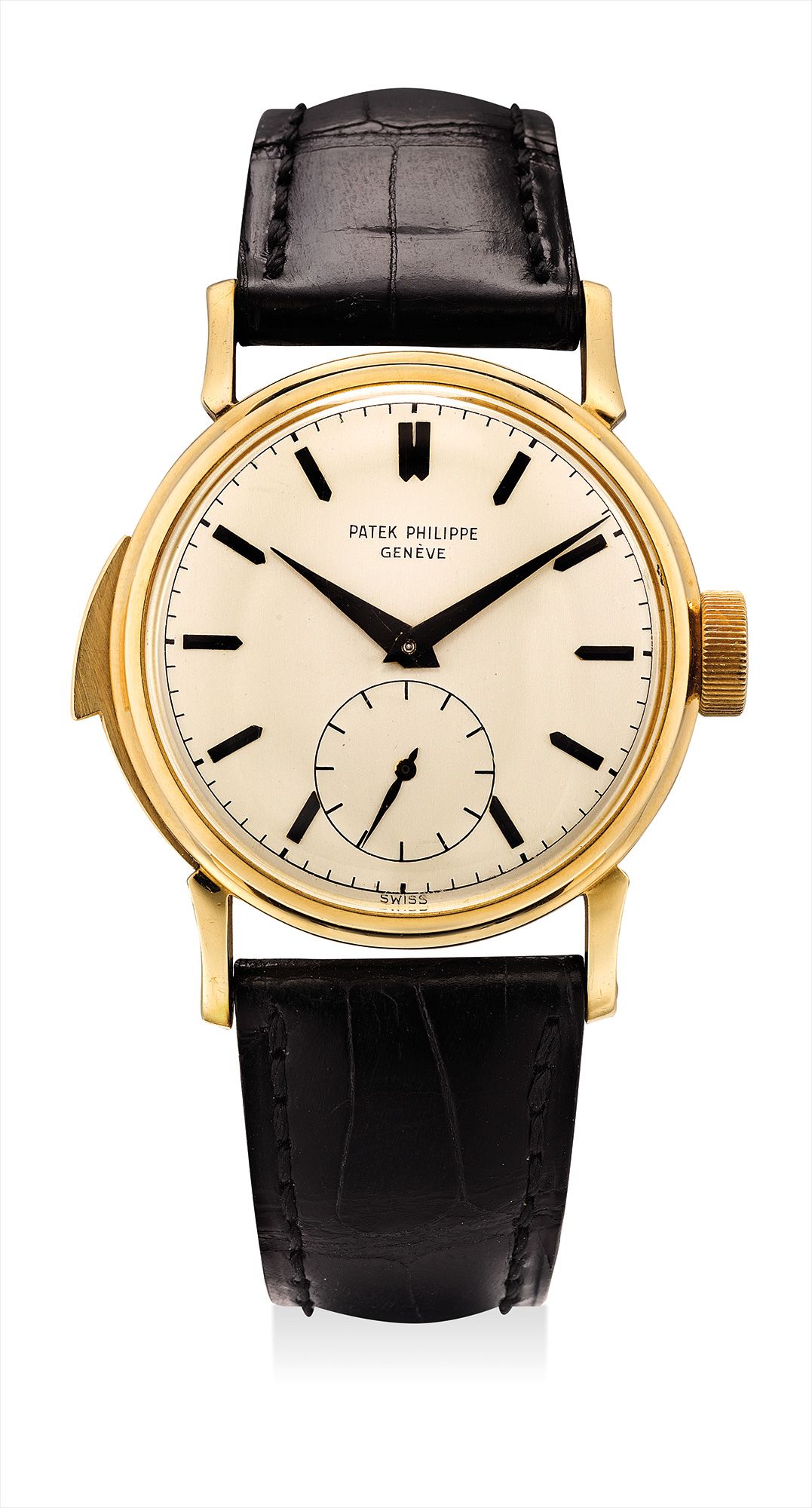 <b>PATEK PHILIPPE </b>An extremely fine and rare yellow gold minute repeating reference 2419 wristwatch, retailed by Cartier, manufactured in 1946.