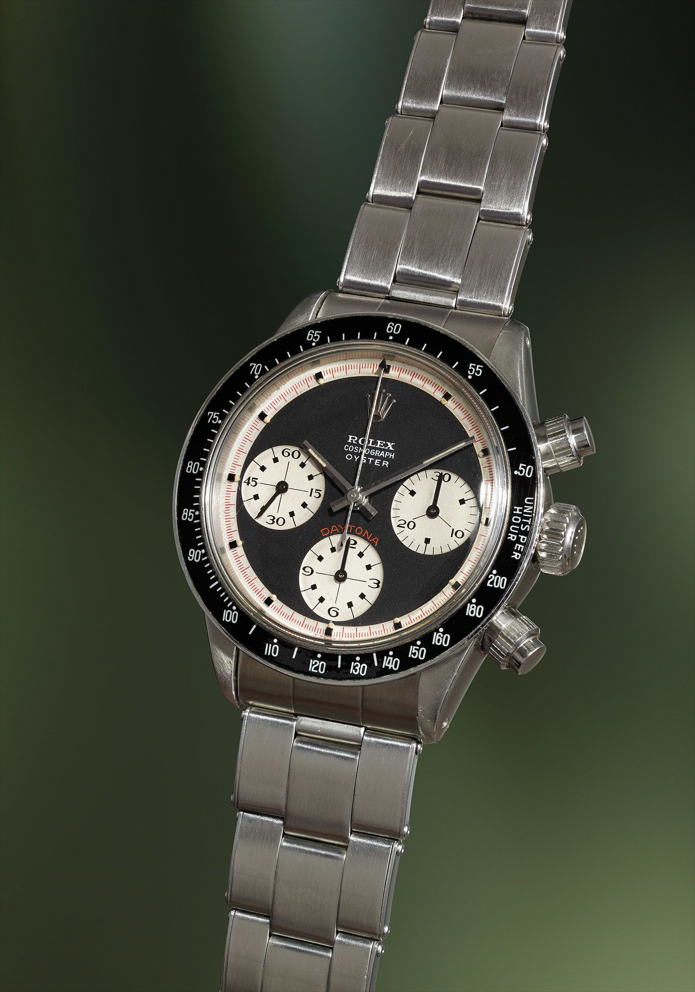 <b>ROLEX</b> An exceptionally rare and highly attractive stainless steel chronograph wristwatch with 'Oyster Sotto' dial and bracelet, reference 6263, circa 1969.