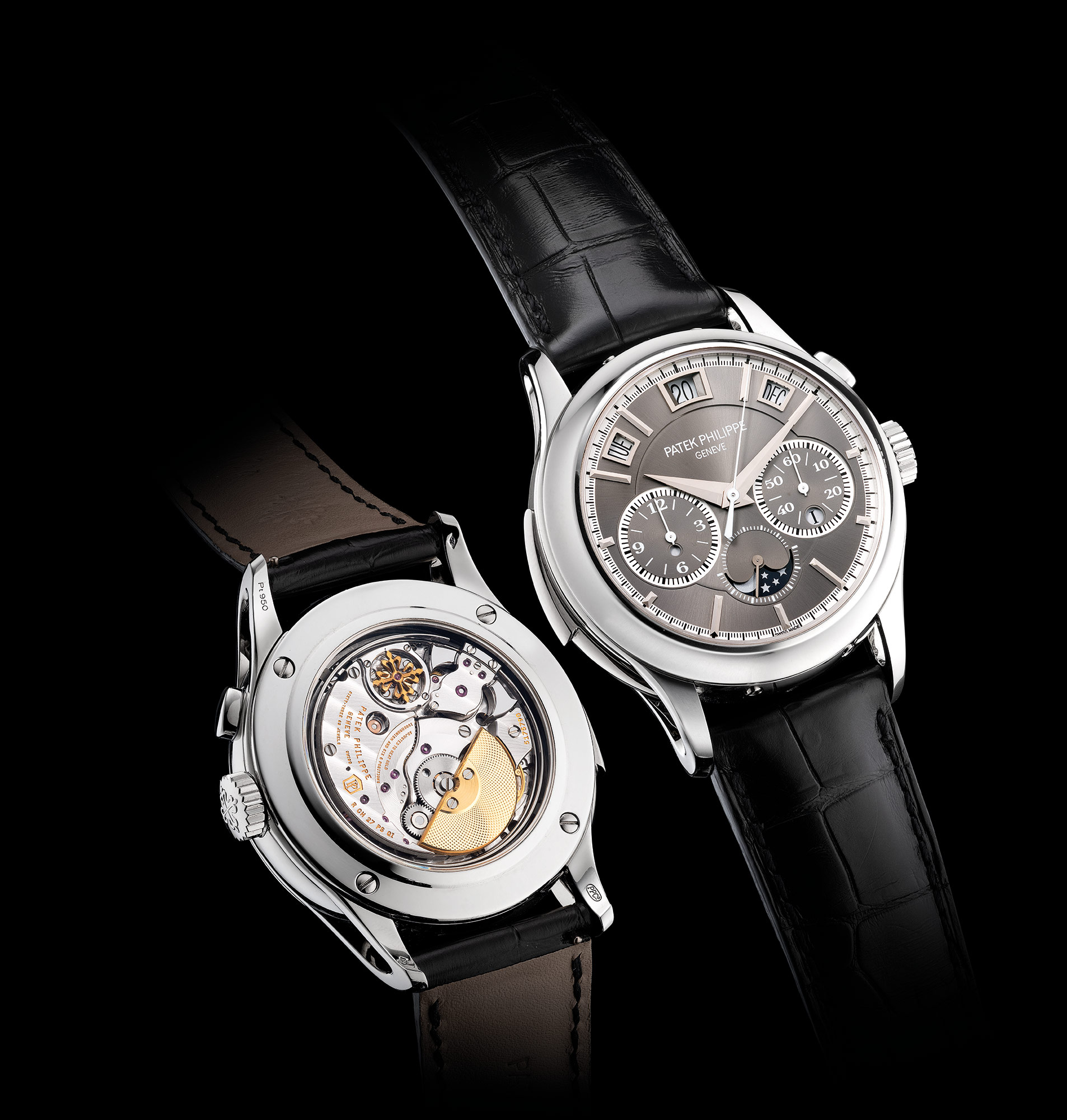 <b>PATEK PHILIPPE</b>, ref. 5208P-001. An extremely fine, rare and highly attractive platinum minute repeating single-button chronograph wristwatch with instantaneous perpetual calendar, moon phases, leap year indication, Certificate of Origin and presentation box. Circa 2016