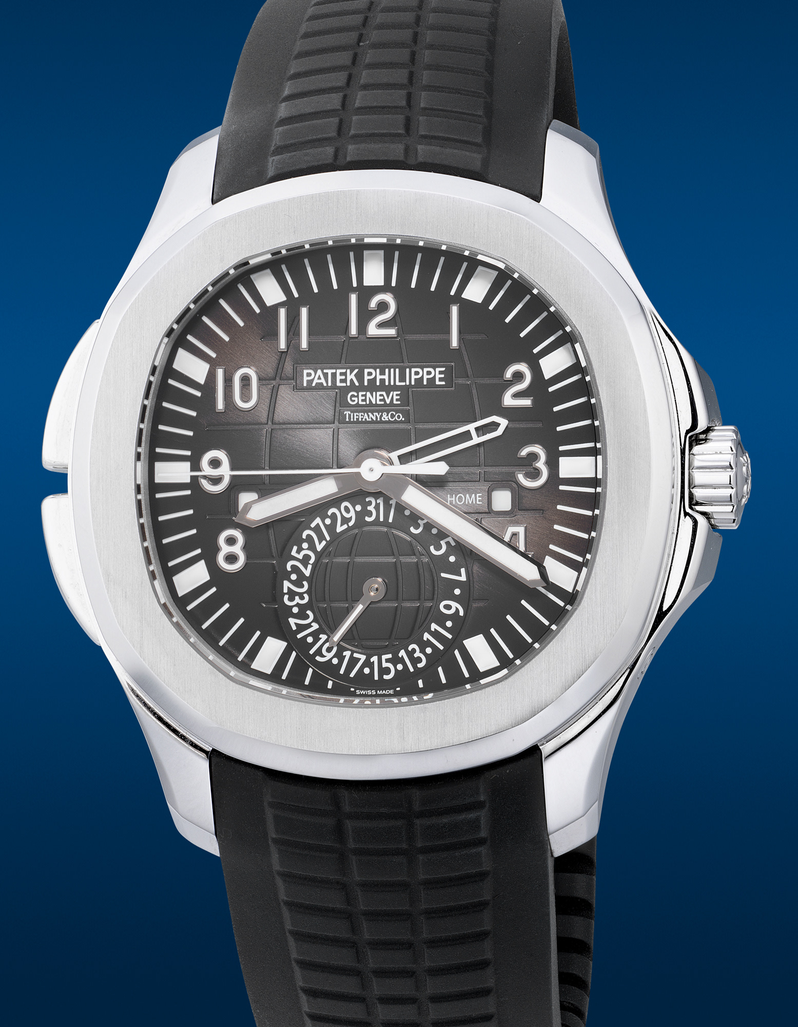 <p><strong>PATEK PHILIPPE</strong>, Aquanaut Travel Time ref. 5164A-001 with Certificate of Origin and presentation box, retailed by Tiffany & Co., circa 2018</p>