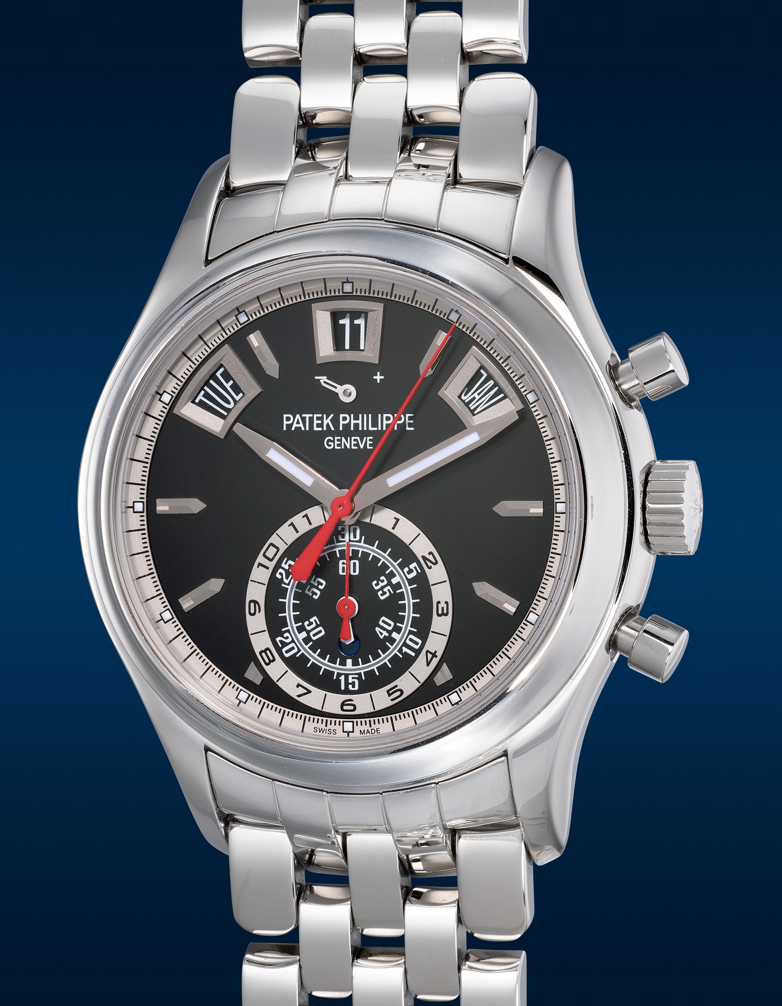 <p><strong>PATEK PHILIPPE</strong>, <em>Ref. 5960/1A-010 flyback annual calendar in stainless steel</em>, circa 2018 </p>