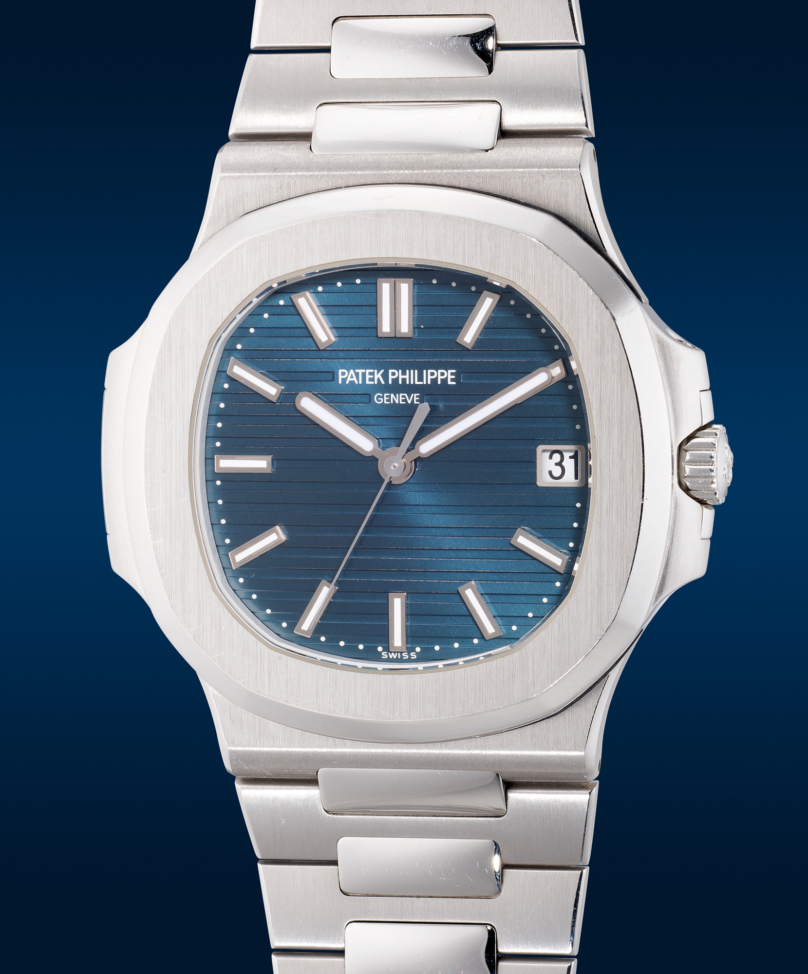 <p><strong>PATEK PHILIPPE</strong> <em>Nautilus ref. 5711/1P-010 in platinum</em>, circa 2013</p>