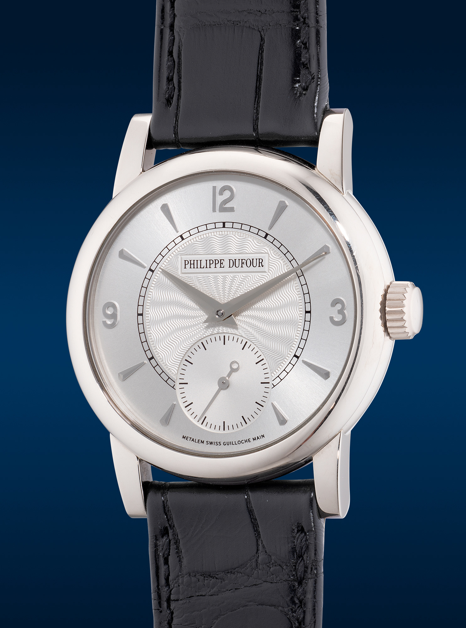 <p><strong>PHILIPPE DUFOUR</strong> <em>Simplicity in white gold, numbered 09</em>, circa 2001</p>