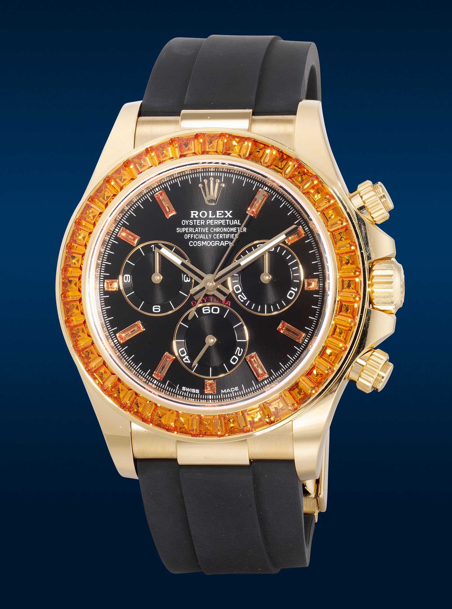 <p><strong>ROLEX</strong> <em>Cosmograph Daytona ref. 116588SACO in yellow gold</em>, circa 2023</p>