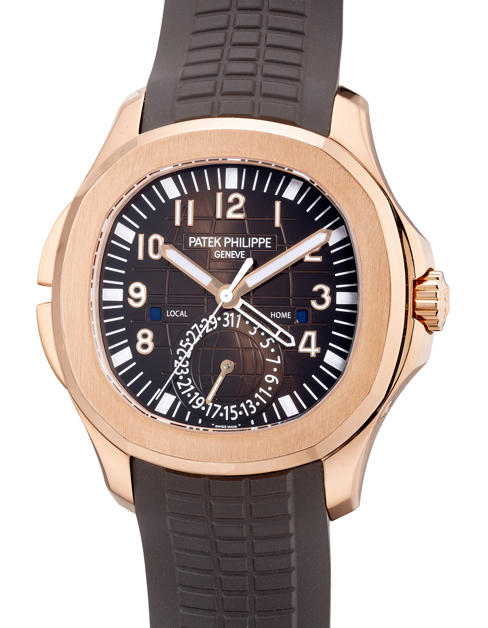 <p><strong>PATEK PHILIPPE</strong>, reference 5164/R-001, A fine and attractive pink gold dual time wristwatch with date, day and night indication, Certificate of Origin and presentation box. Circa 2017&nbsp;</p>

