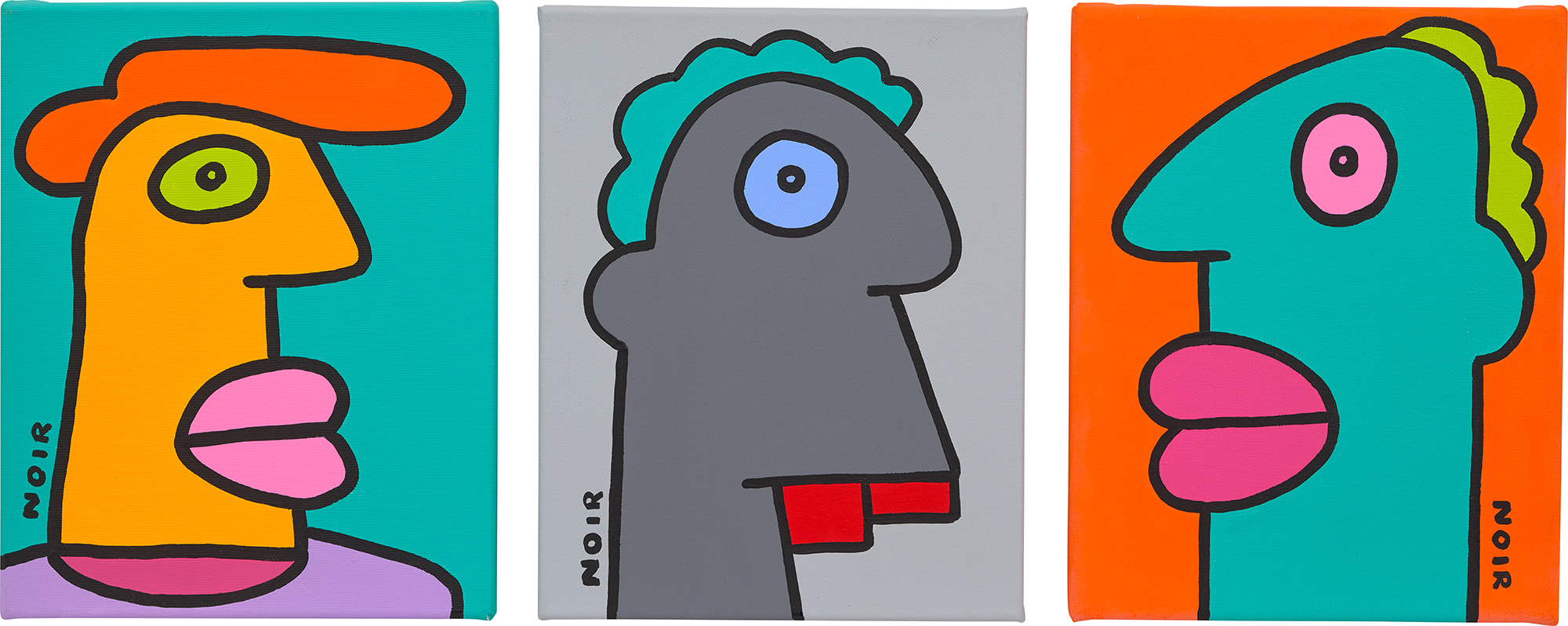 <p><strong>THIERRY NOIR</strong> <em>Three works: (i) FASHION SHOWS ARE LIKE A SECRET GARDEN TO ME; (ii) A BUTTERFLY BEHIND ME, WE ARE MOVING IN THE SAME DIRECTION.; (iii) I AM NOW KEEPING MY EYES STRIAGHT AHEAD, THE LAST CURVE TURNED OUT FINE</em>, 2020</p>
