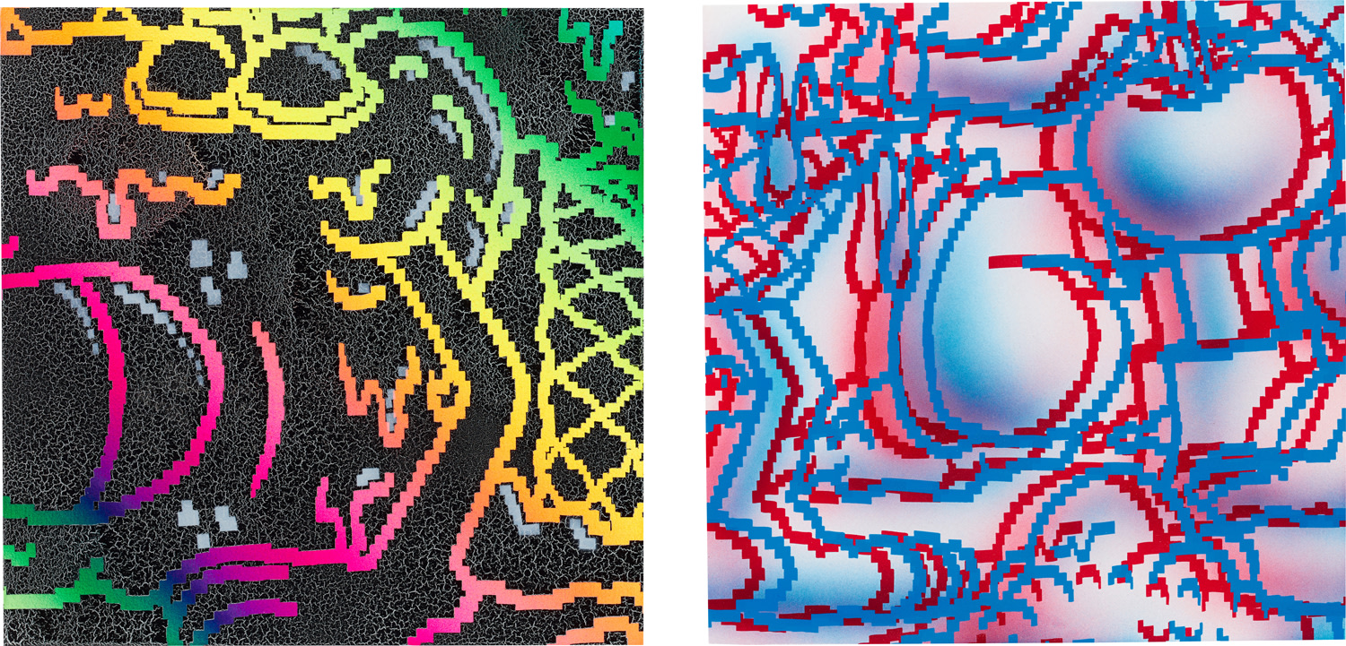 <p><strong>BUFF MONSTER</strong>&nbsp;<em>Two Works: (i) Harmony; (ii) Delight (3D)</em>, 2019</p>
