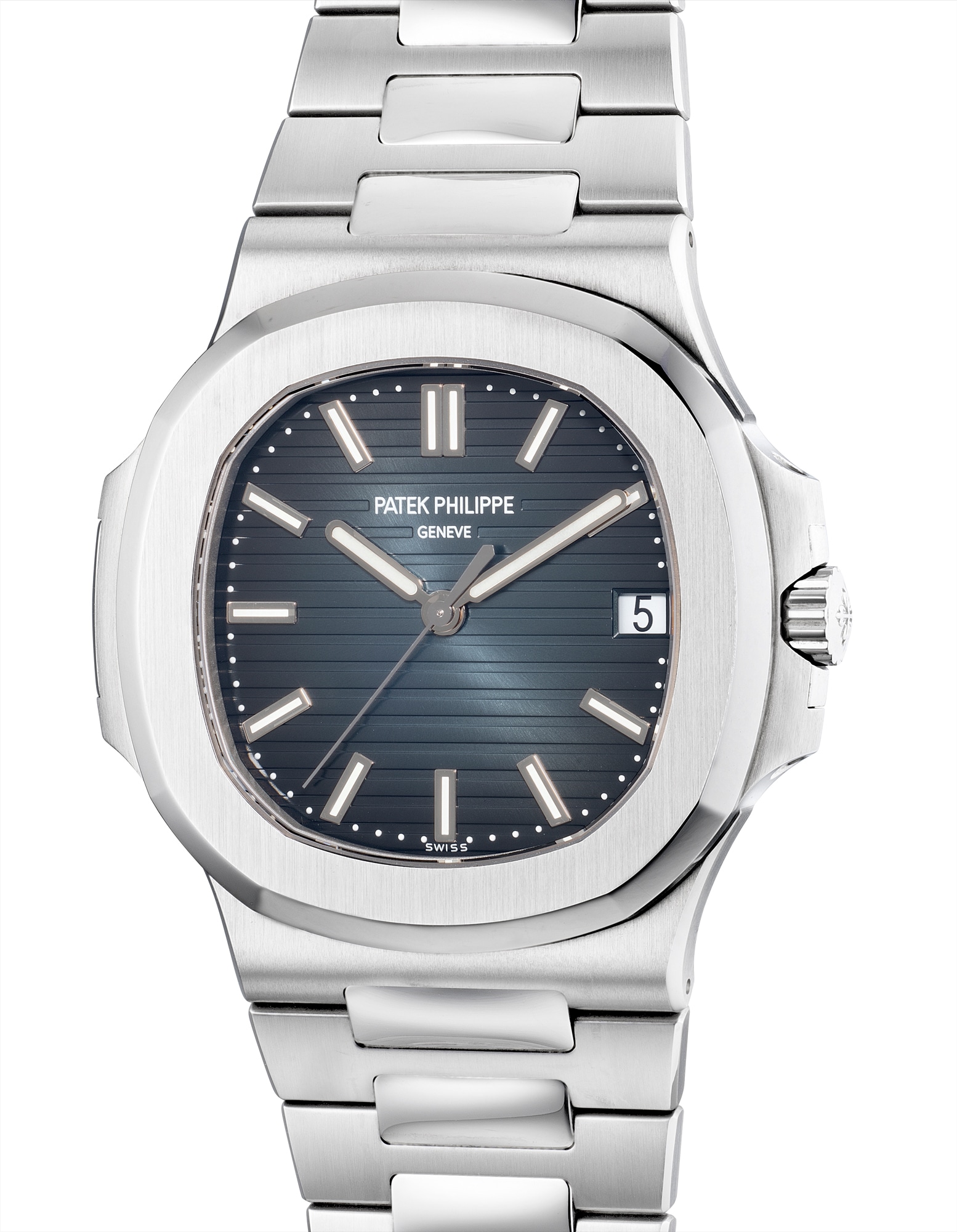 <p><strong>Patek Philippe</strong>, A very fine and rare stainless steel wristwatch with center seconds, date, bracelet, Certificate of Origin and presentation box, Circa 2019</p>
