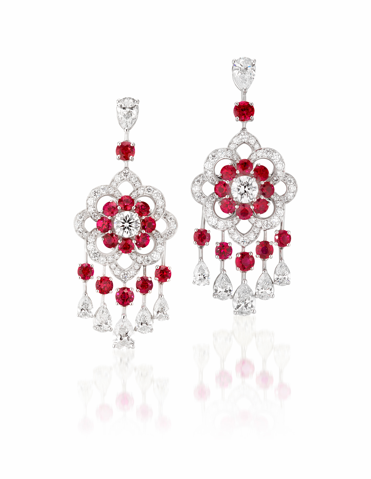 <p><strong>Graff</strong>, A Pair of Diamond and Ruby &#39;Rosette&#39; Earrings</p>
