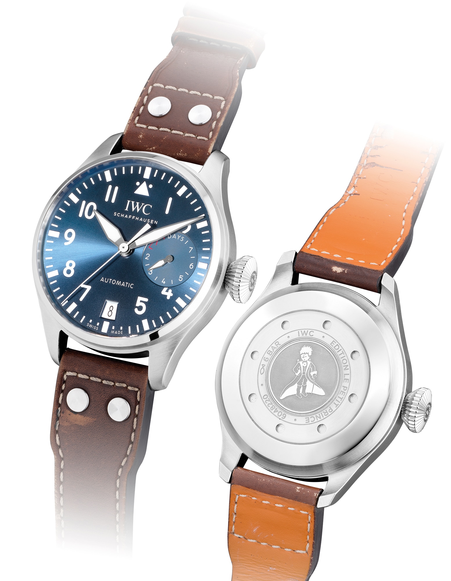 <p><strong>IWC</strong> A rare, attractive and oversized limited edition stainless steel wristwatch with warranty and presentation box, made as a tribute to Le Petit Prince</p>