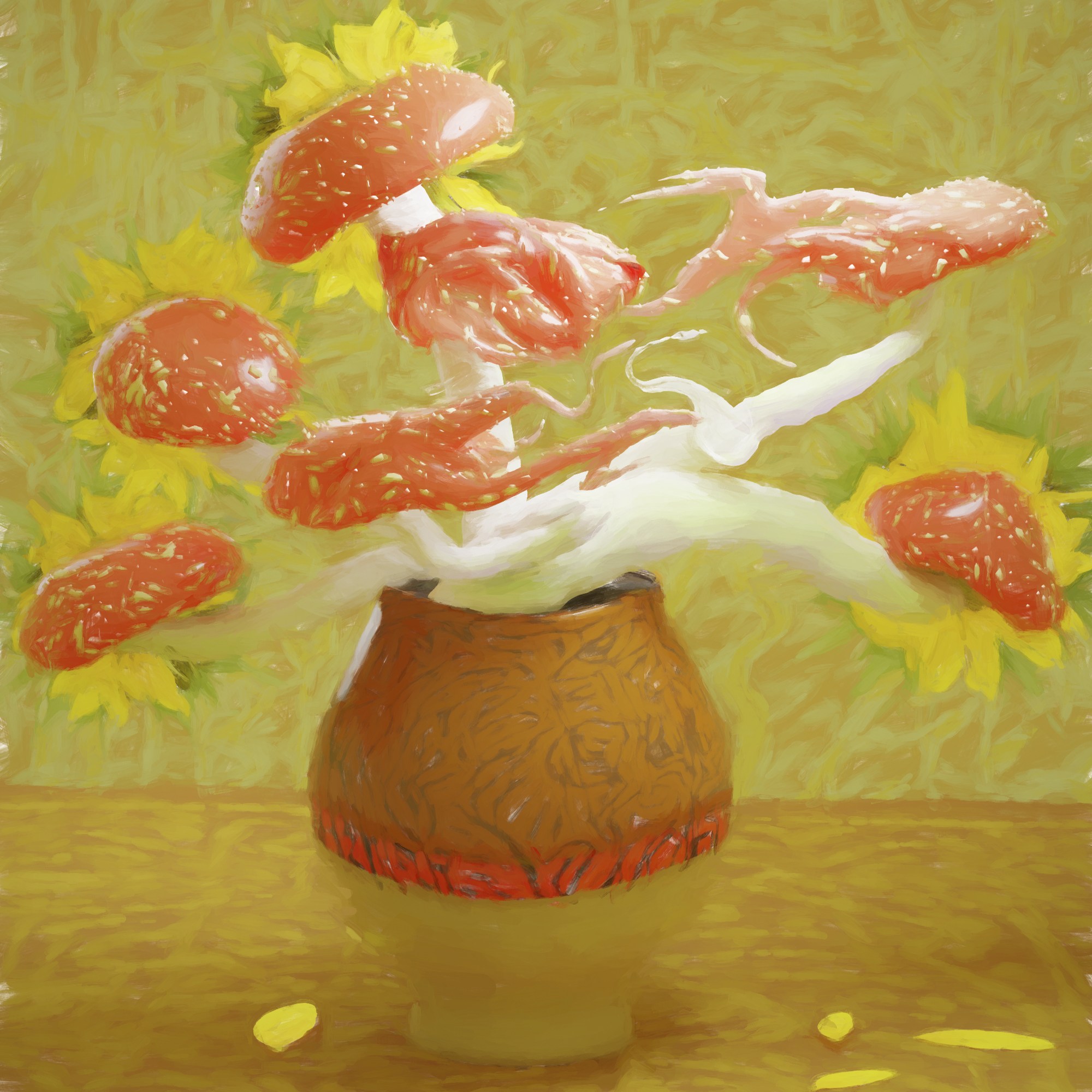 <p><strong>SOUPCANS LABS </strong><em>Mushrooms with Vase, </em>2022</p>

