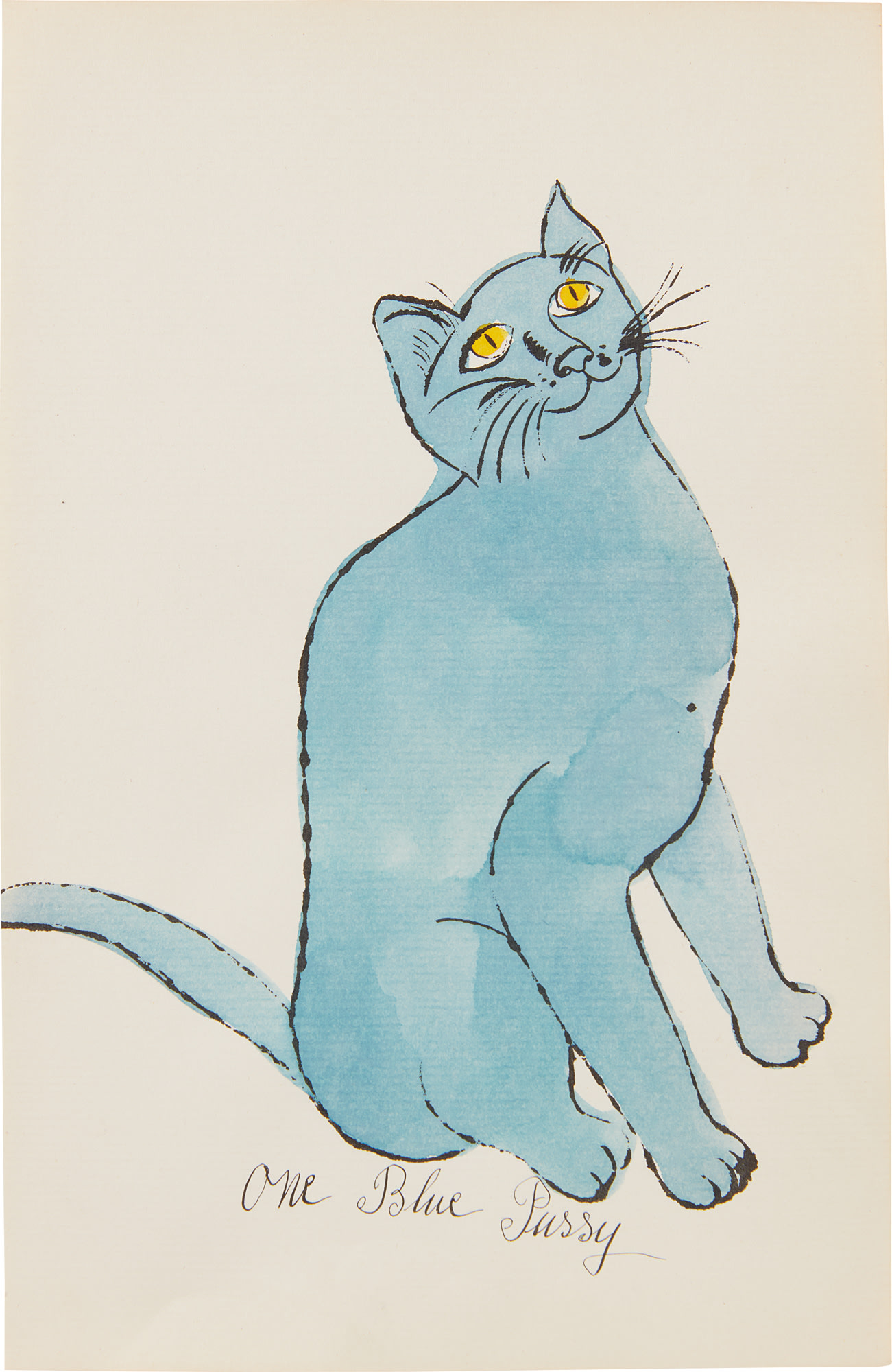 <p><strong>ANDY WARHOL </strong><em>One Blue Pussy, </em>1954</p>
