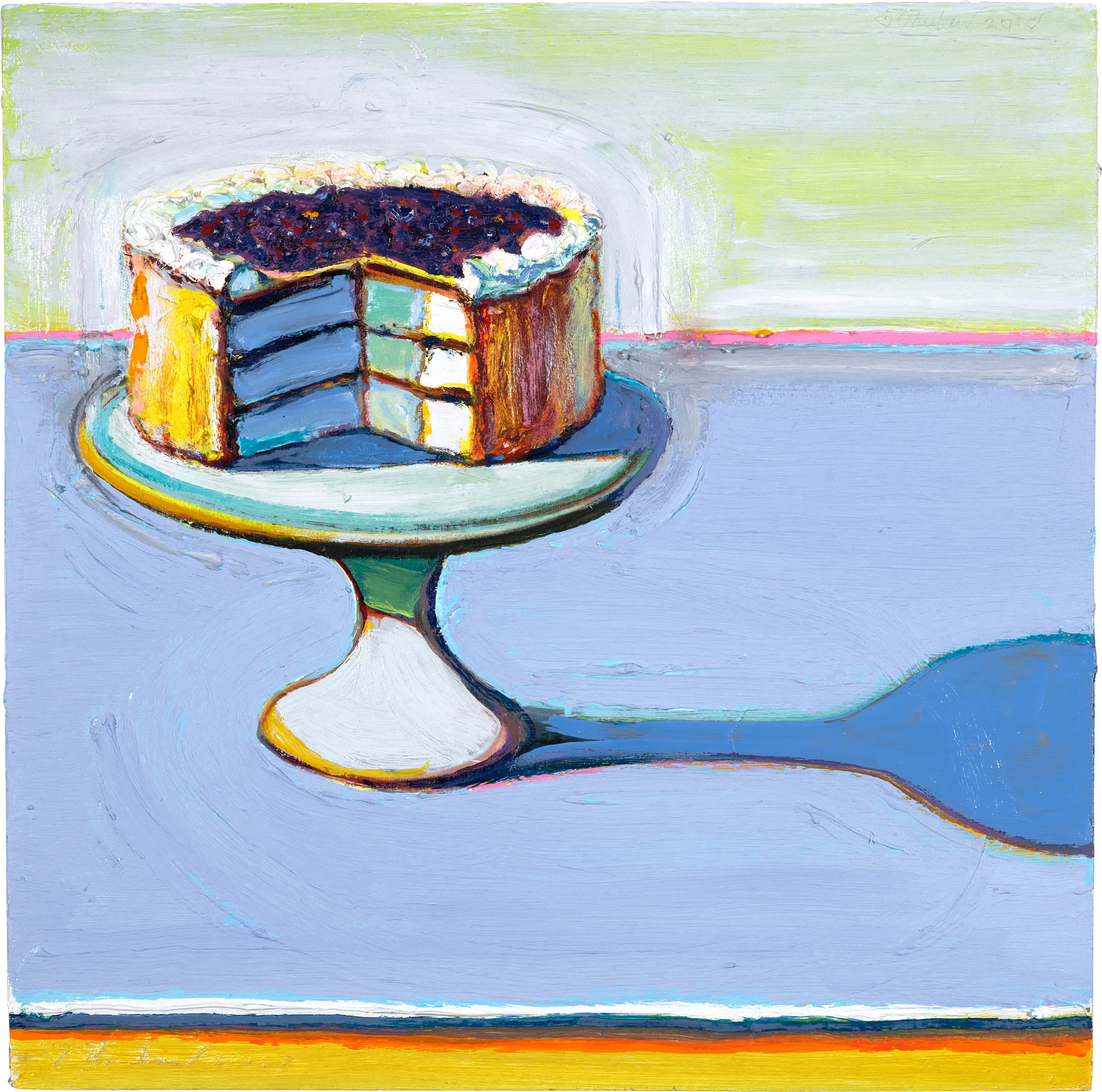 <p><strong>WAYNE THIEBAUD</strong> <em>Berry Cake</em>, 2017-2018</p>