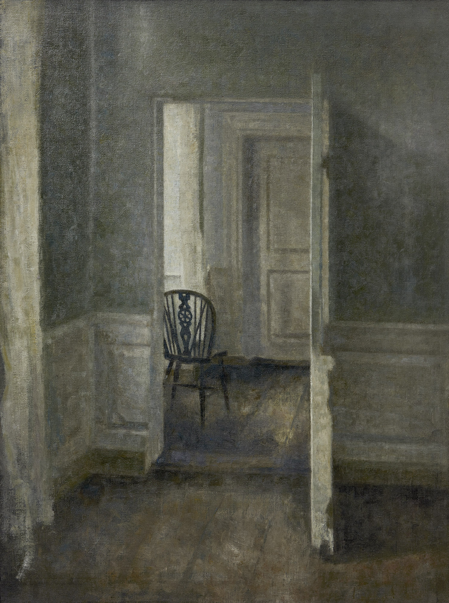<p><strong>VILHELM HAMMERSH&Oslash;I</strong>&nbsp;<em>Interior with Windsor Chair at Strandgade 25 (Interi&oslash;r med windsorstol. Strandgade 25),</em>&nbsp;1913</p>
