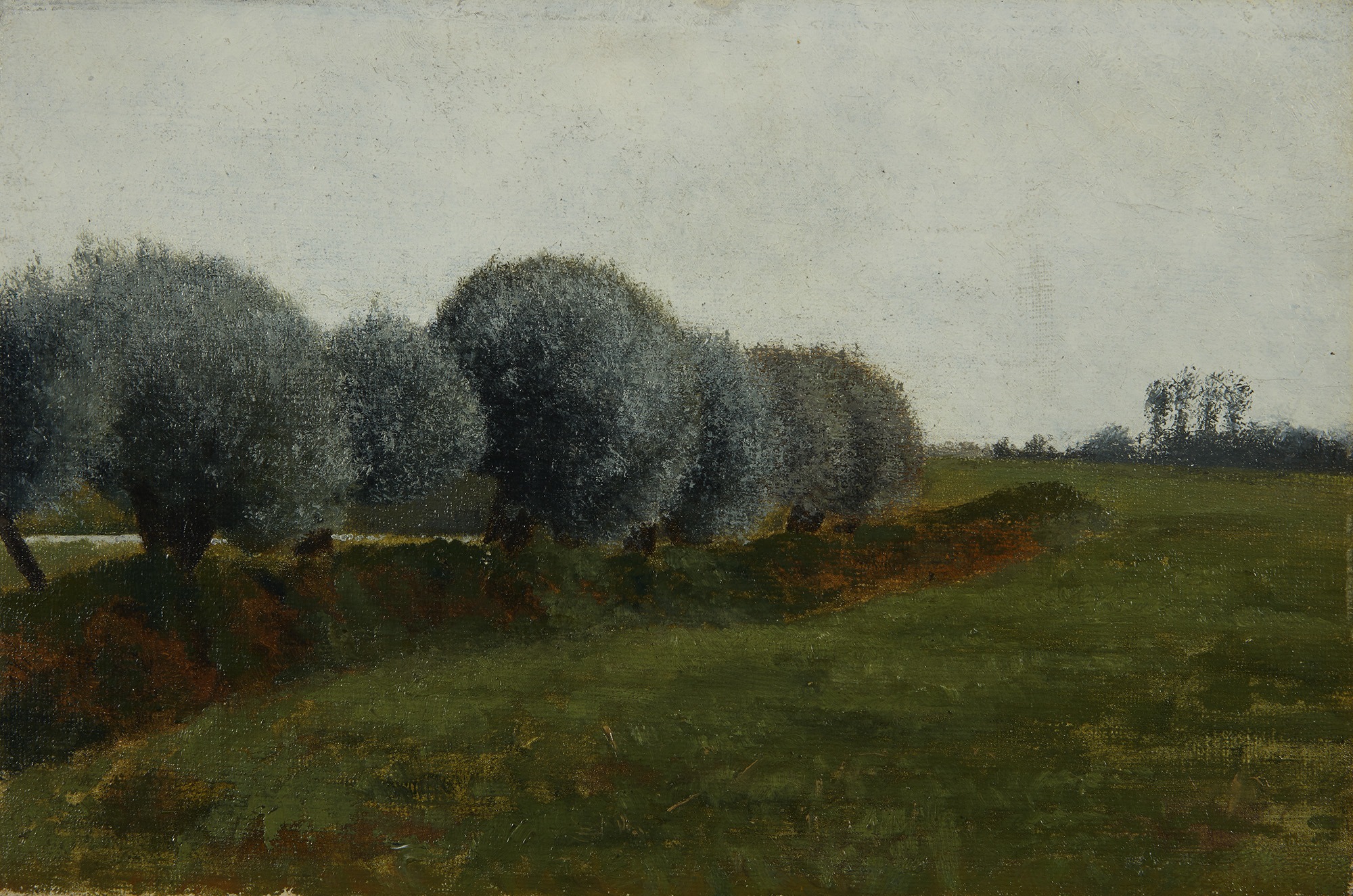 <p><strong>VILHELM HAMMERSH&Oslash;I</strong><em>&nbsp;Landscape with a Row of Trees,&nbsp;</em>$150,000&ndash;200,000</p>
