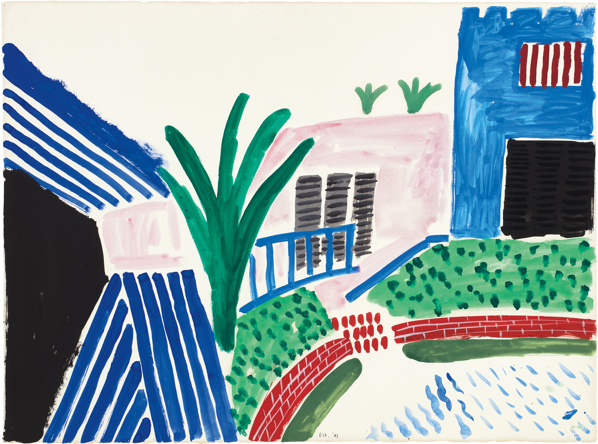<p><strong>DAVID HOCKNEY<em> </em></strong><em>House Palm and Pool</em>, 1982</p>
