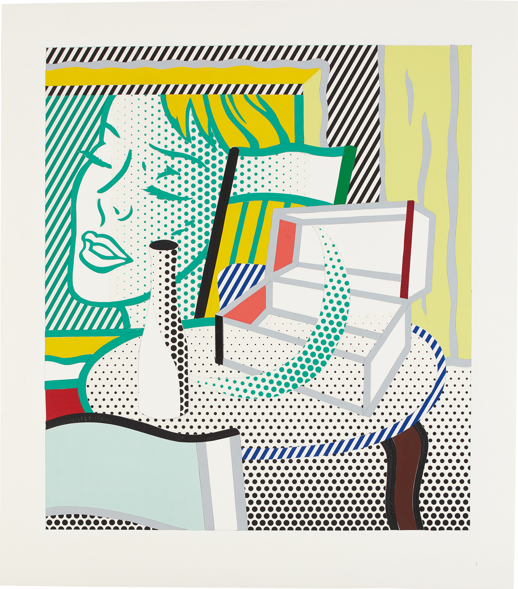 <p><strong>ROY LICHTENSTEIN&nbsp;</strong><em>Collage for Interior with Painting and Still Life</em>, 1997</p>
