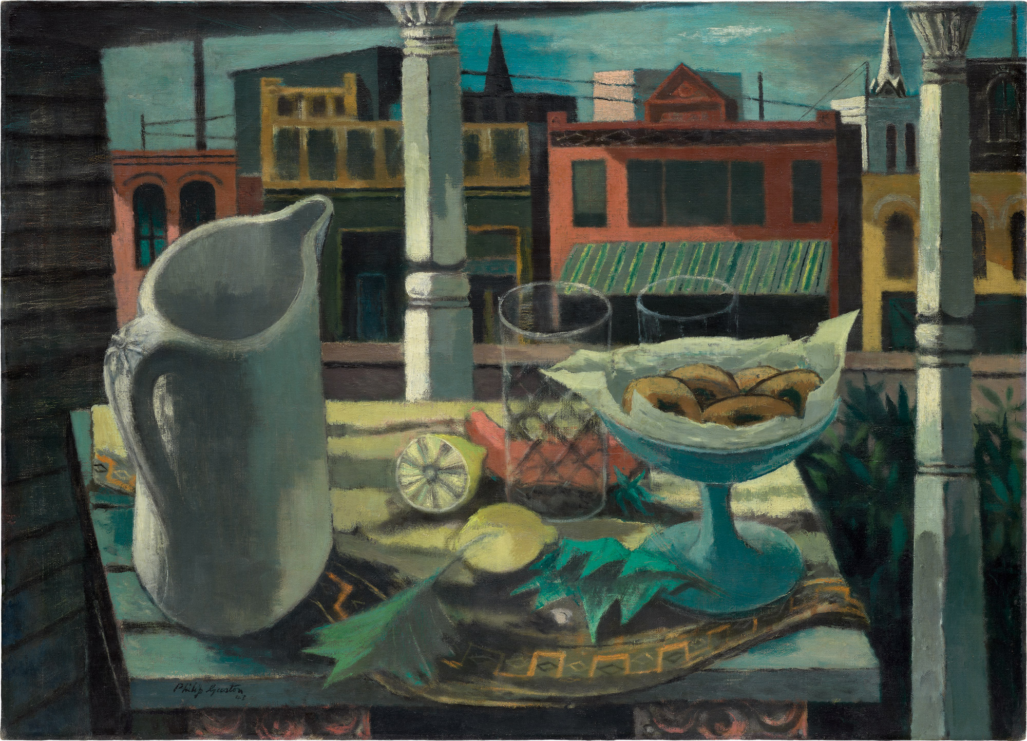 <p><strong> PHILIP GUSTON</strong> <em>Lemonade and Doughnuts,</em> 1943</p>