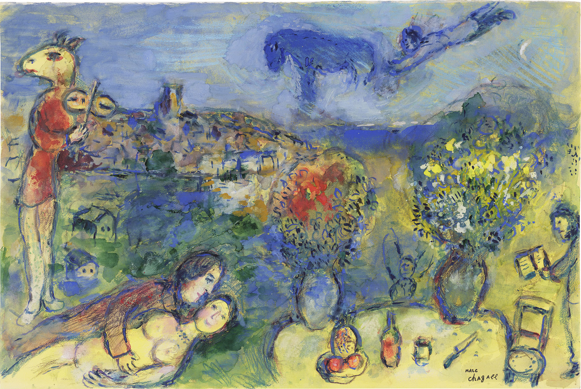 <p><strong>MARC CHAGALL</strong> <em>L'Âne Musicien à Saint-Paul,</em> 1975</p>
