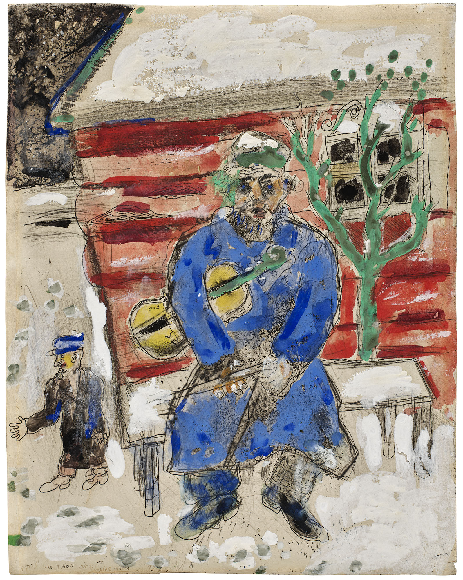 <p><strong>MARC CHAGALL</strong> <em>Musicien sur le banc pour Esther avec amour,</em> $60,000&ndash;80,000</p>
