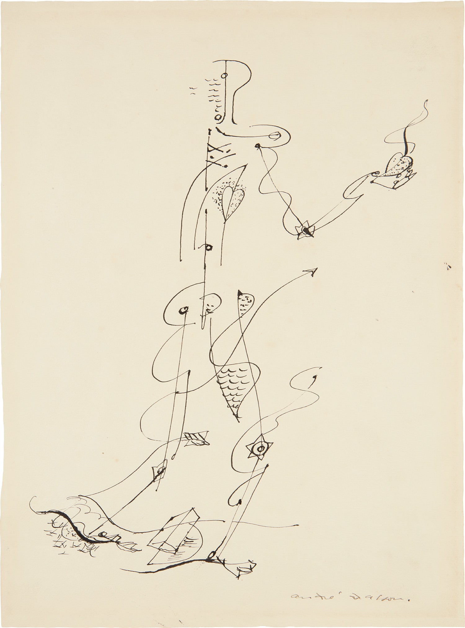 ANDRE MASSONマッソン 大判リトグラフ『抽象画』1960年制作、共箱付 André Masson, Abstract Composition, Etching, 1965 for sale