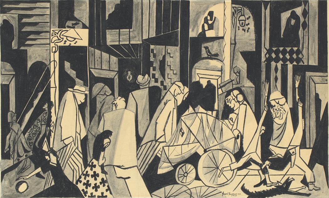 <p><strong>&nbsp;JACOB LAWRENCE<em> </em></strong><em>Street scene</em>, 1951</p>
