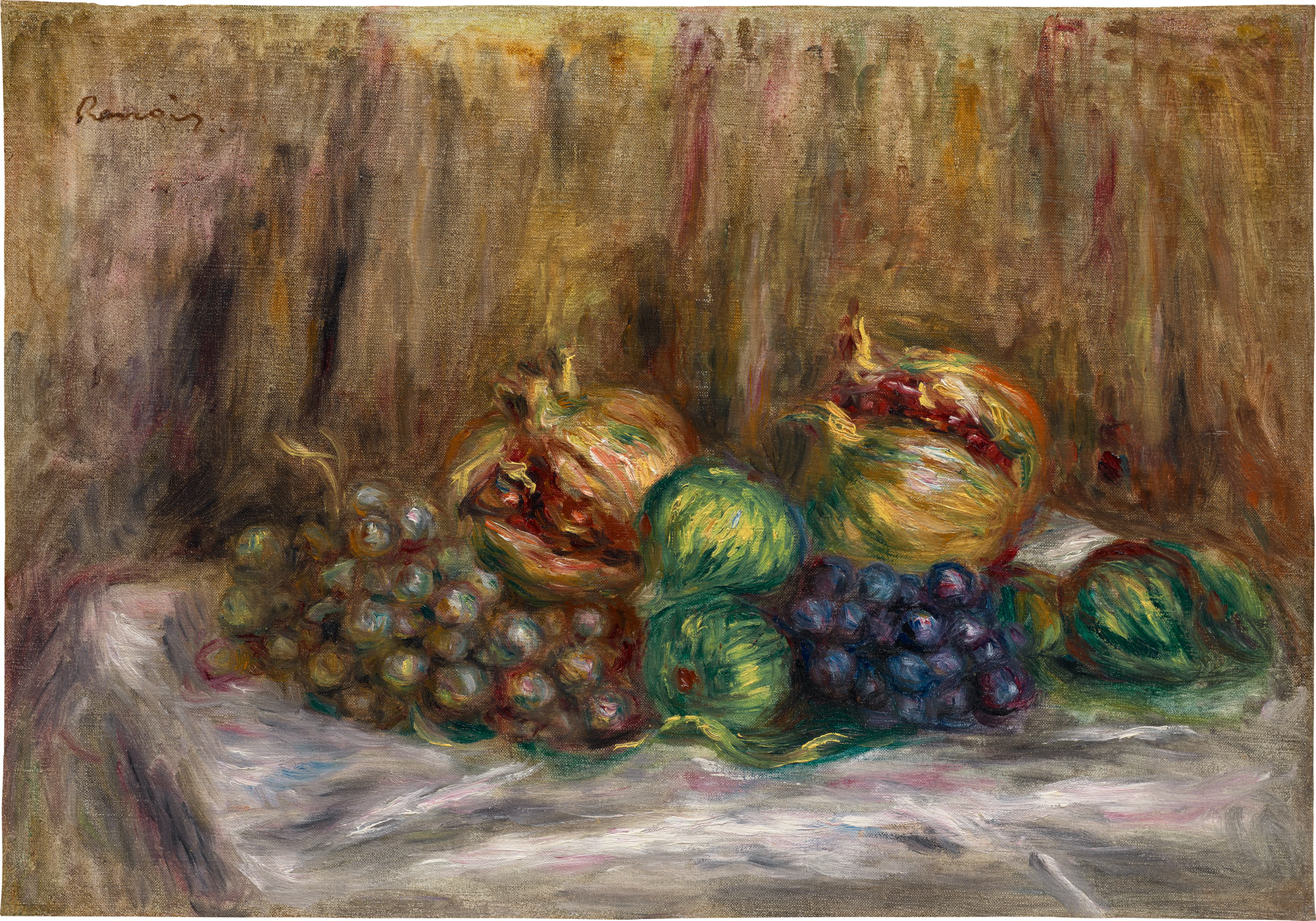 <p><strong>PIERRE-AUGUSTE RENOIR</strong> <em>Nature morte aux raisins, figues et grenades</em>, 1895-1900</p>
