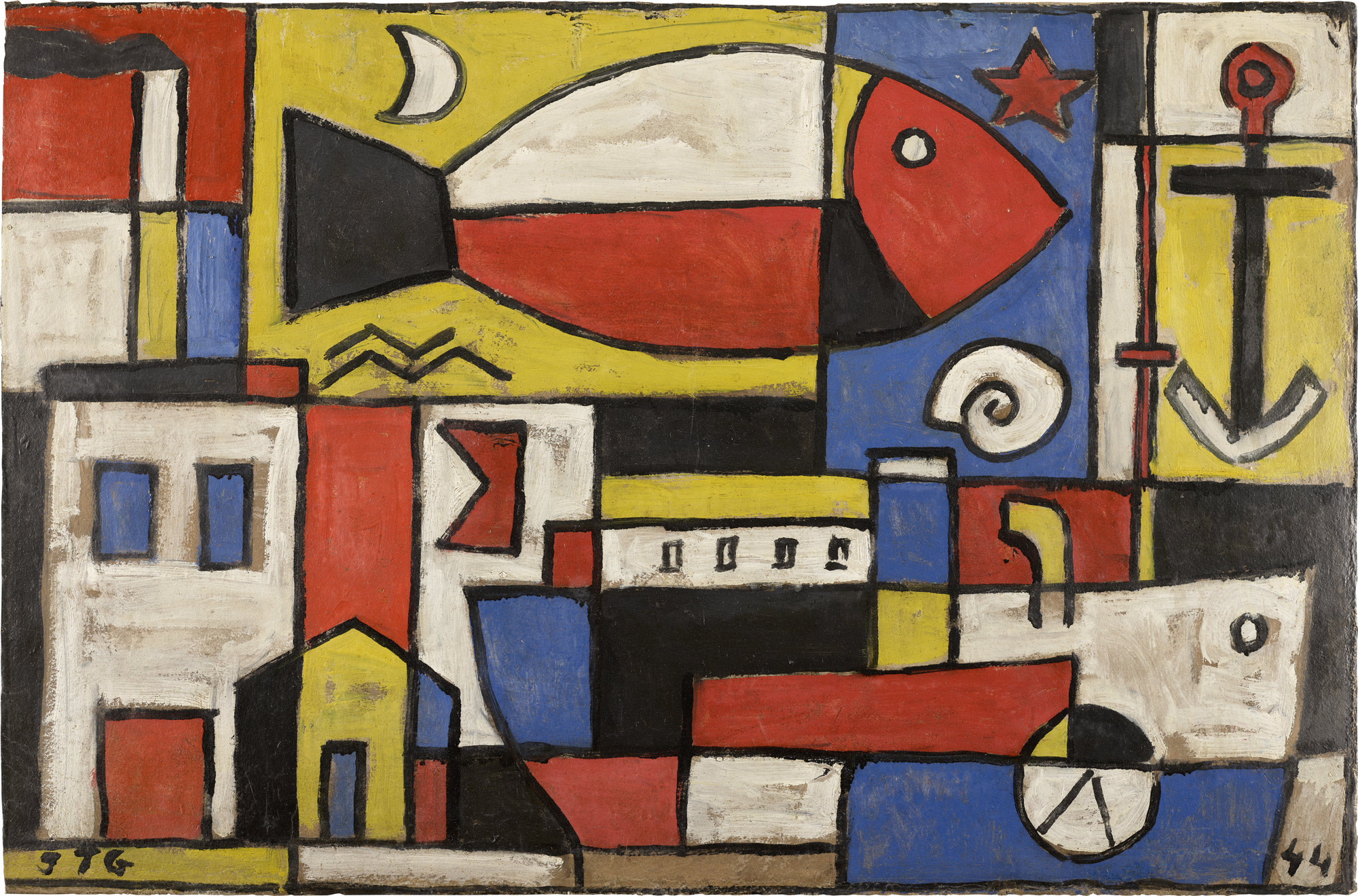 <p><strong>JOAQUÍN TORRES-GARCÍA</strong> <em>Construcción (boceto para el mural de Saint Bois), </em>1944</p>