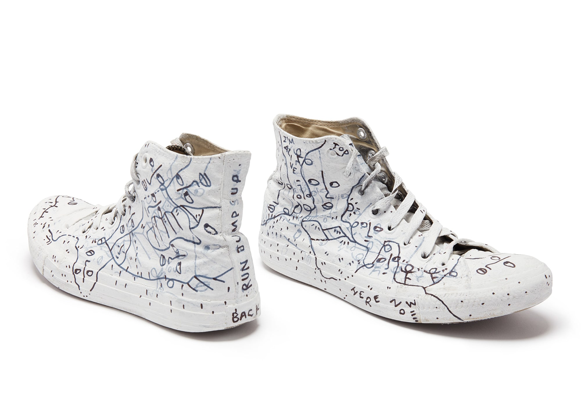 Shantell Martin&#8217;s worn and drawn upon Converse All Stars