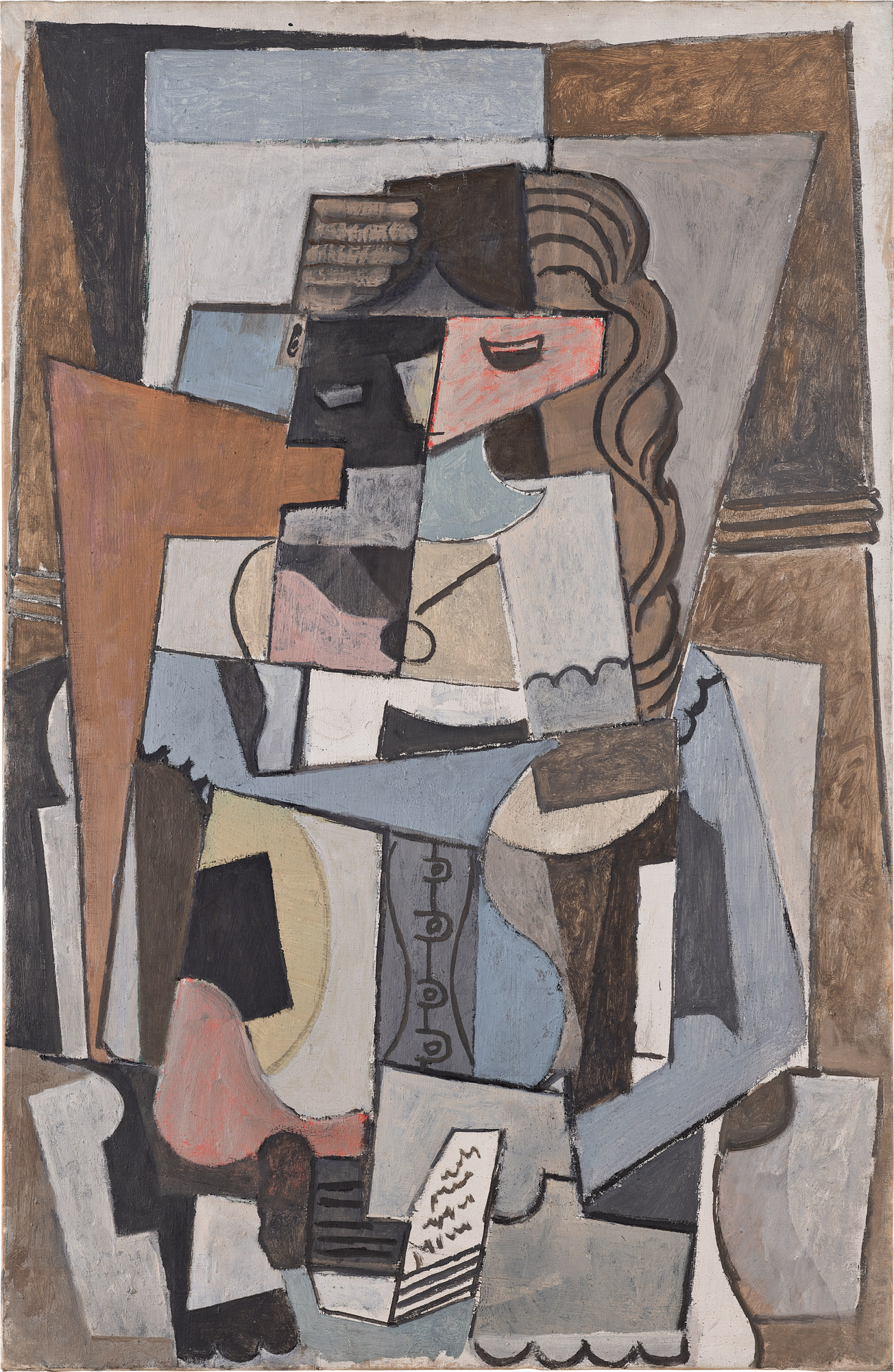 <p><strong>PABLO PICASSO</strong> <em>Femme en corset lisant un livre</em>, c. 1914-1918</p>