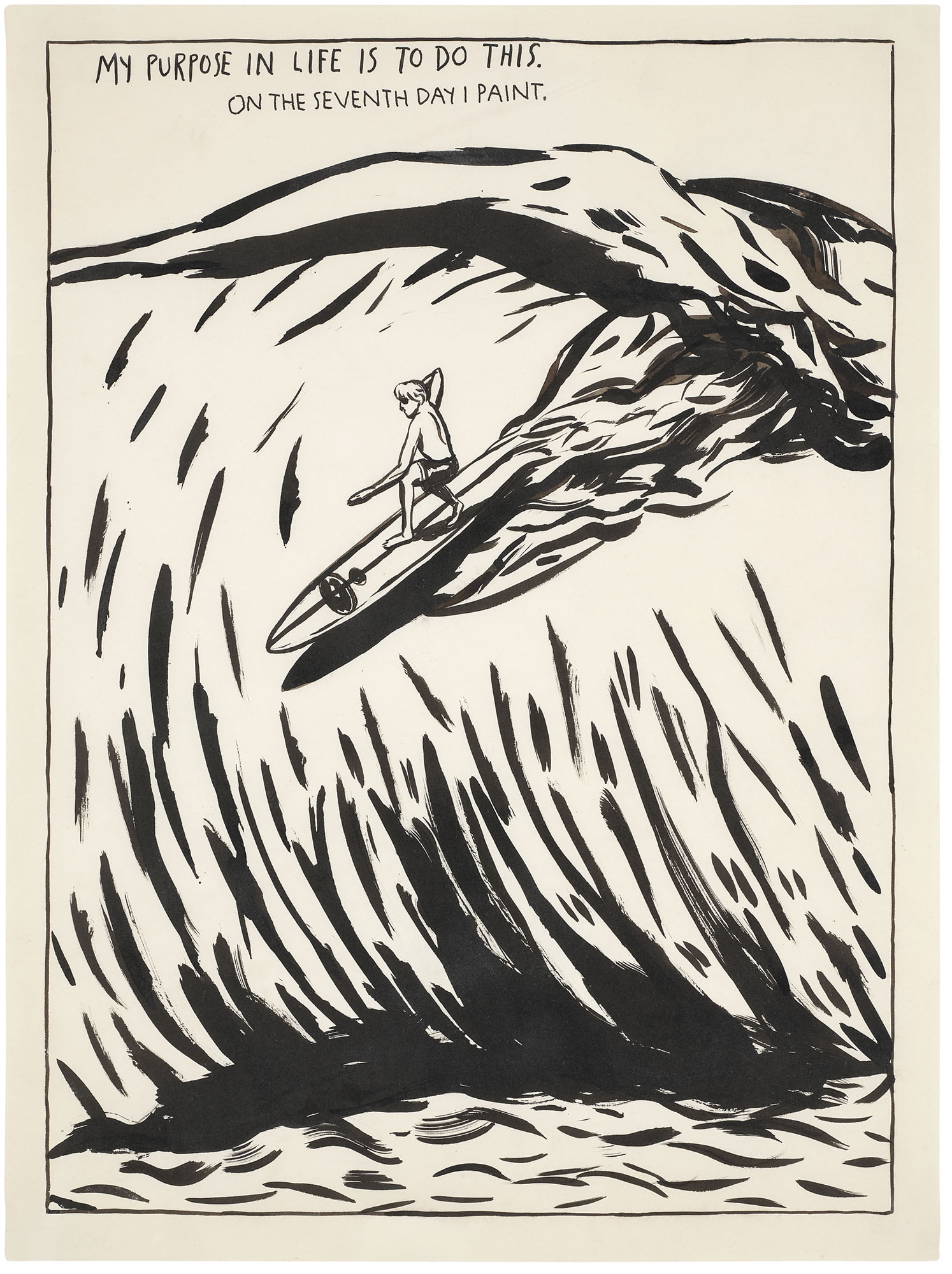 <p><strong>RAYMOND PETTIBON</strong> <em>No Title (My Purpose in...),</em> 1987</p>