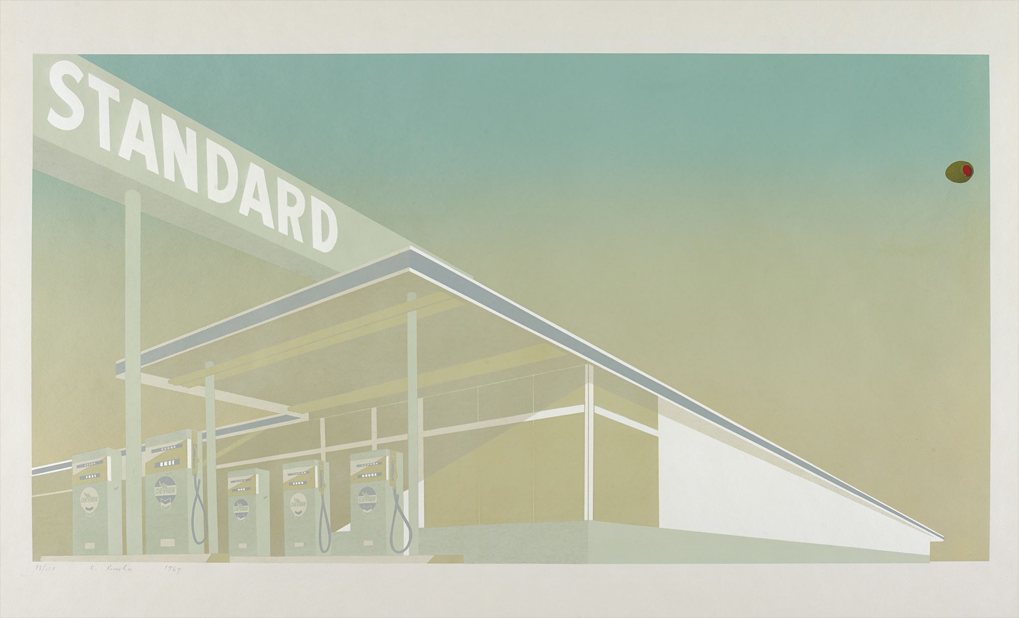 <b>ED RUSCHA</b> <i>Cheese Mold Standard with Olive,</i> 1969