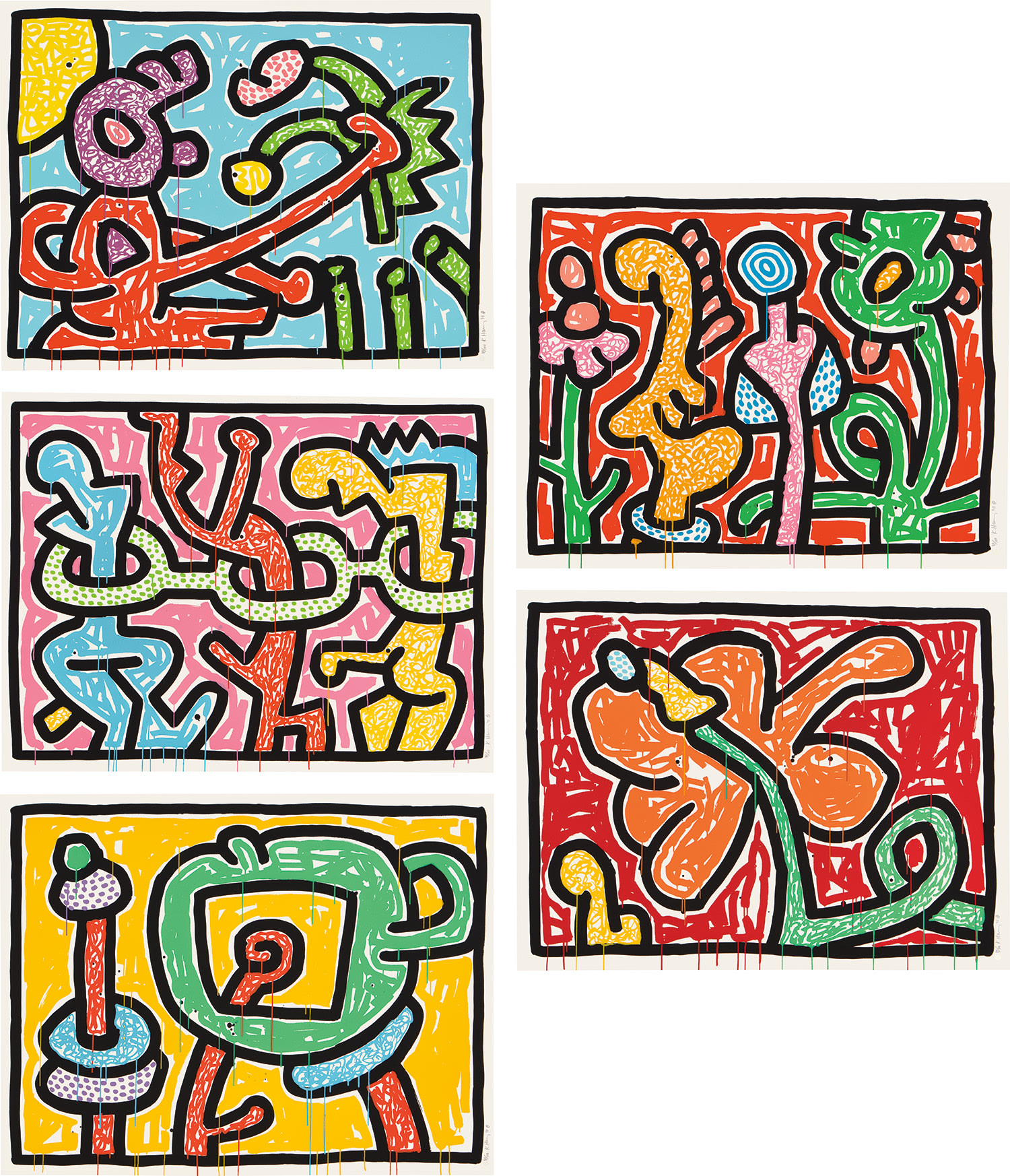 Keith Haring、No.59、希少画集画、新品額装付、状態良好 Keith Haring、No.59、希少画集画、新品額装付、状態良好