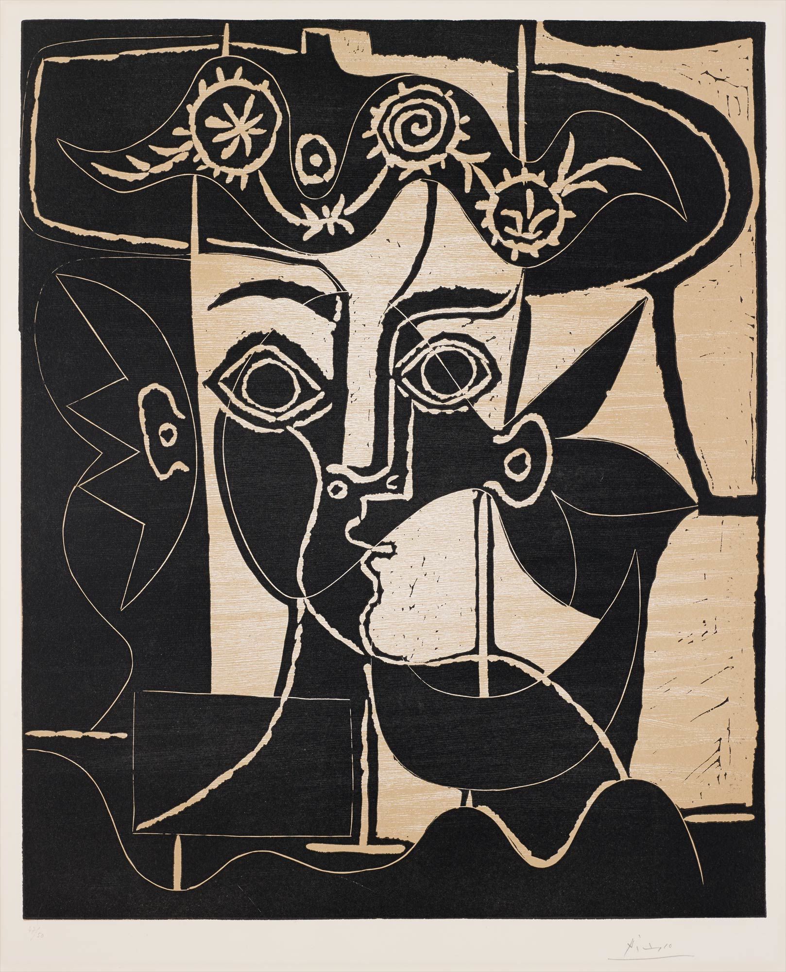 <b>PABLO PICASSO</b> <i>Grande tête de femme au chapeau orné (Woman with Ornate Hat),</i> 1962
