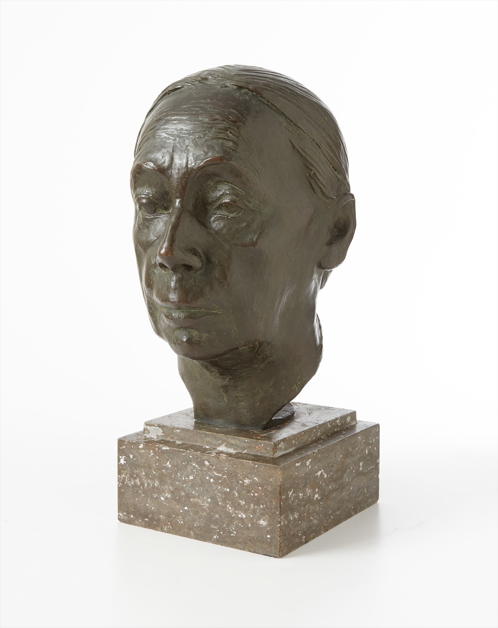 <b>K&#196;THE KOLLWITZ</b> <i>Selbstbildnis (Self-Portrait)</i>, bronze with brown patina and Jura marble base, 1937-39