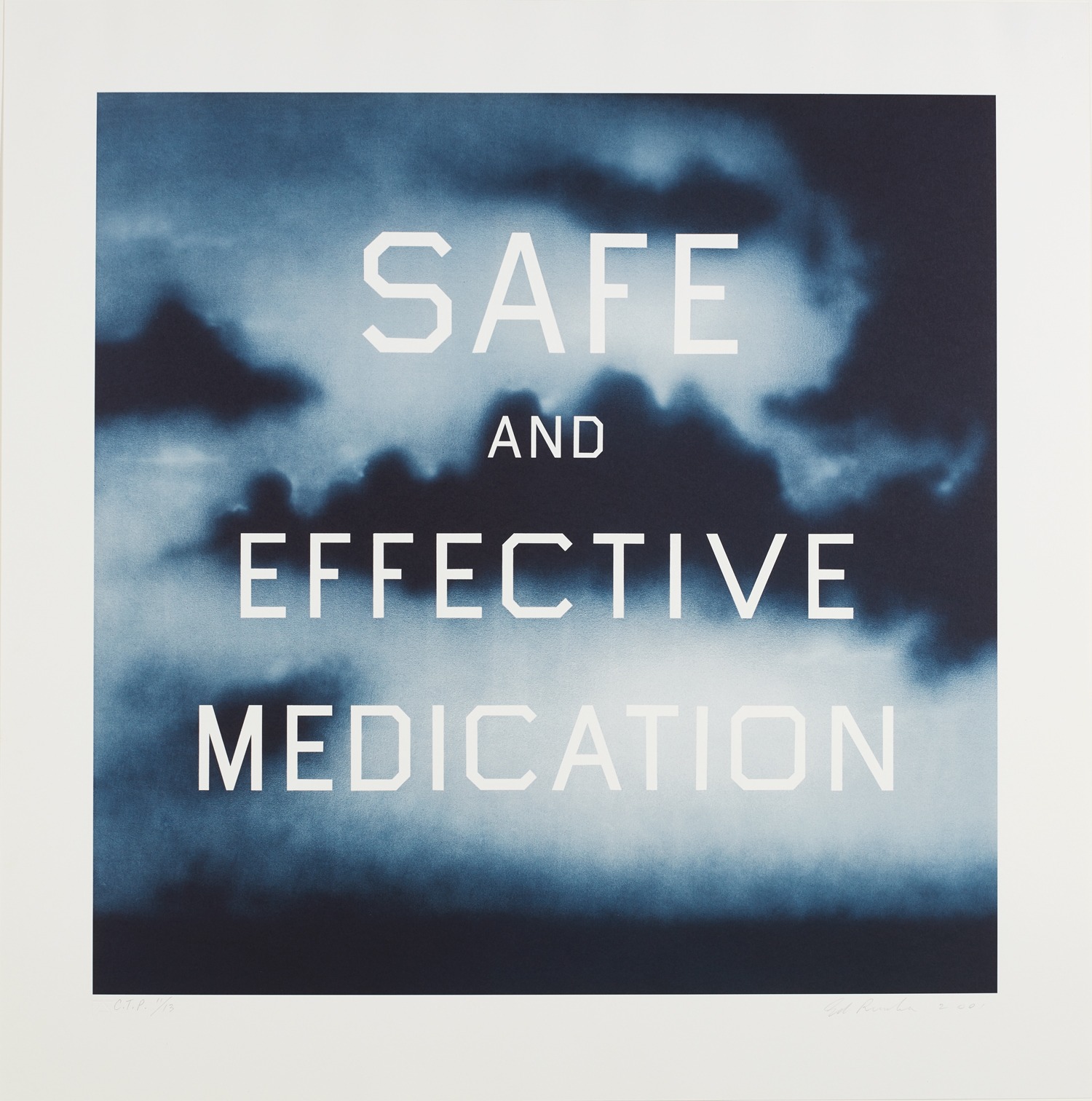 <p><strong>ED RUSCHA</strong><em> Safe and Effective Medication</em>, 2001</p>