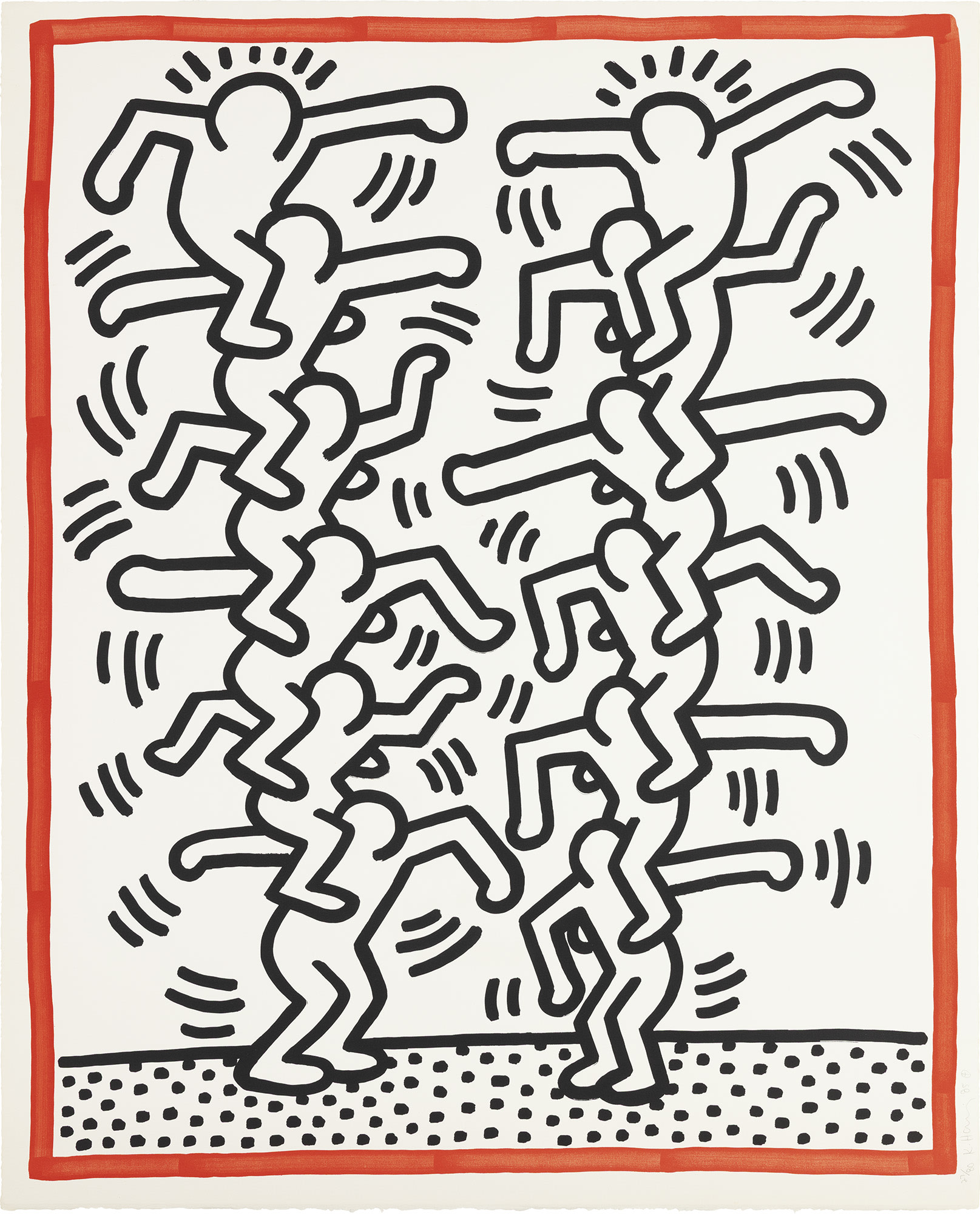 <p><strong>KEITH HARING</strong>&nbsp;<em>Three Lithographs: one plate (L. p. 41),</em> 1985</p>
